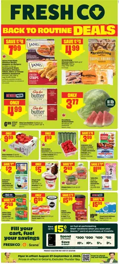 Un aperçu du dépliant FreshCo weekly flyer / circulaire du magasin FreshCo est valide à partir 27 août 2026