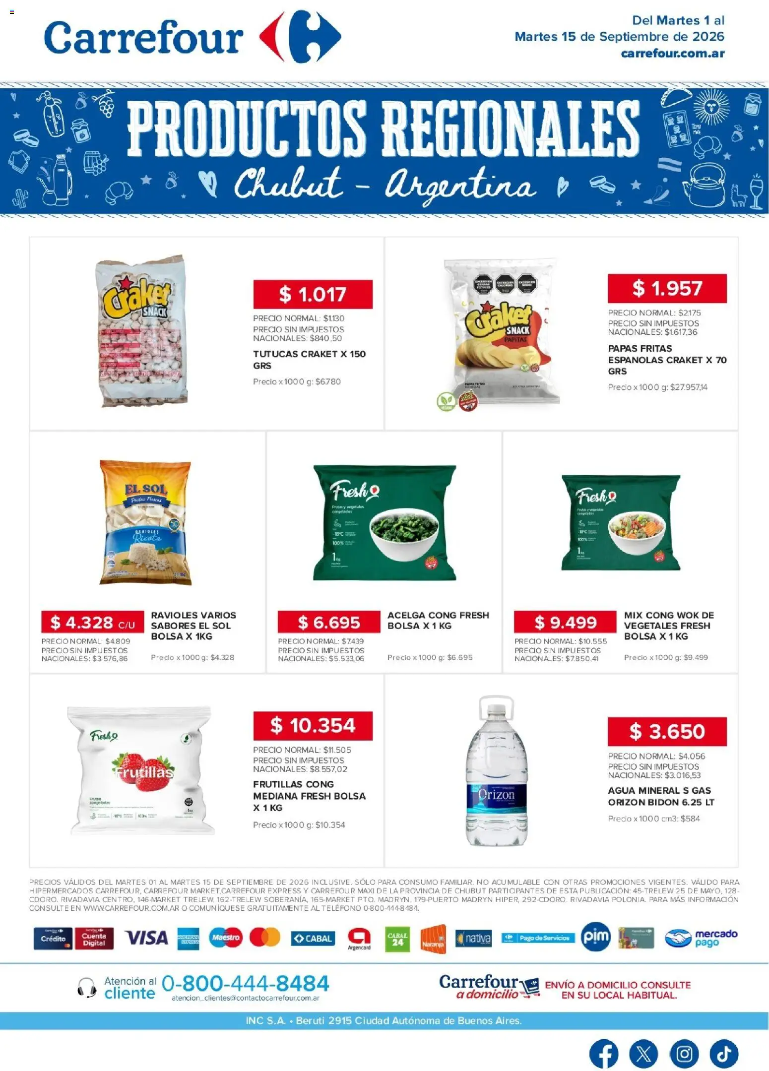 Vista previa del folleto de la tienda Carrefour válido desde el 01/09/2026 - Papas, Bolsa, Papas fritas, Frutillas, Acelga, Ricota, Wok, Bidón