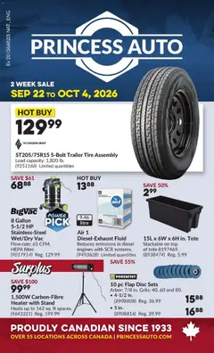 Un aperçu du dépliant Princess Auto flyer - 2 Week Sale! du magasin Princess Auto est valide à partir 22 sept. 2026