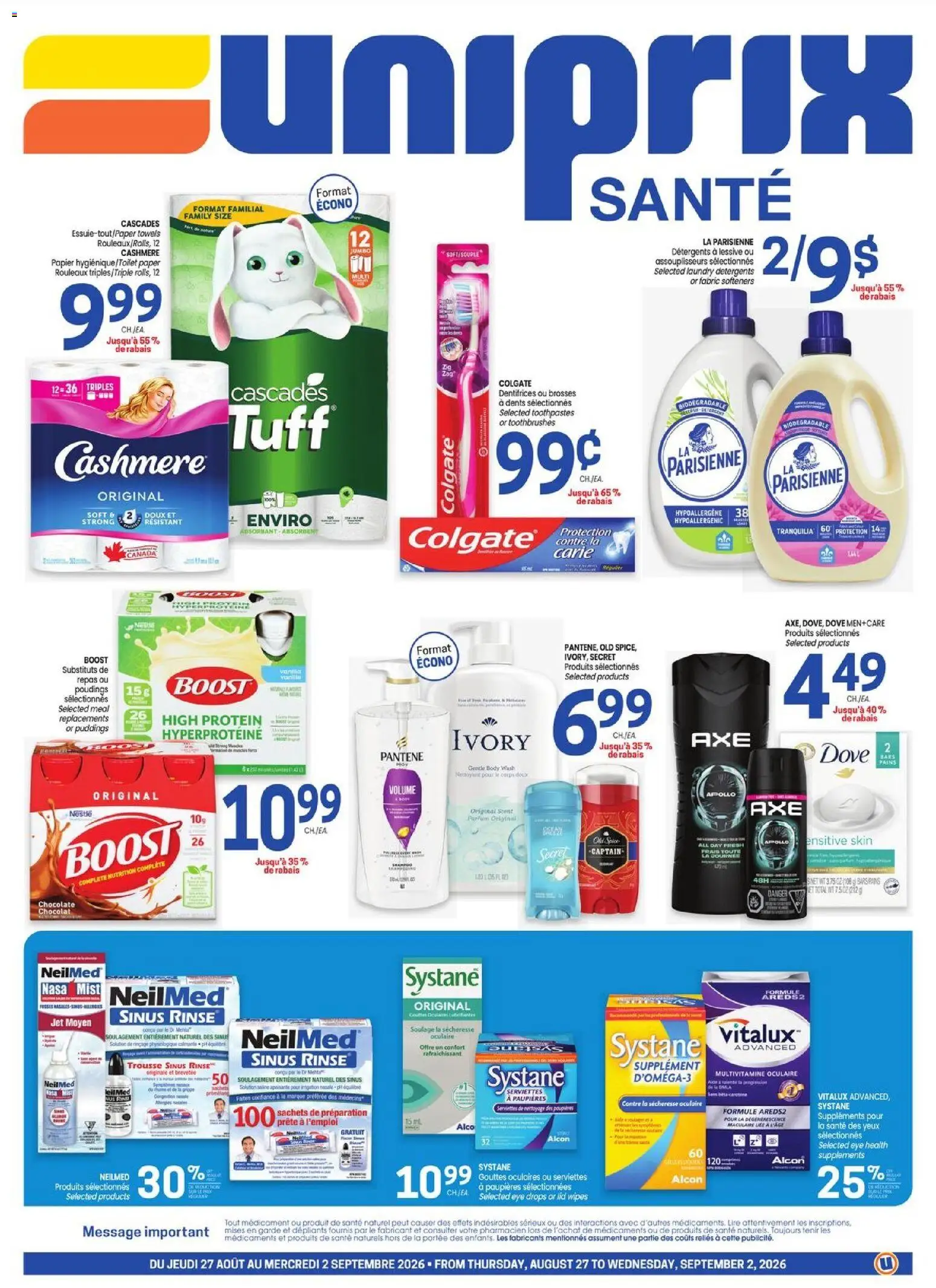 Preview of leaflet Uniprix - Uniprix Sante from shop Uniprix is valid from Aug 27, 2026