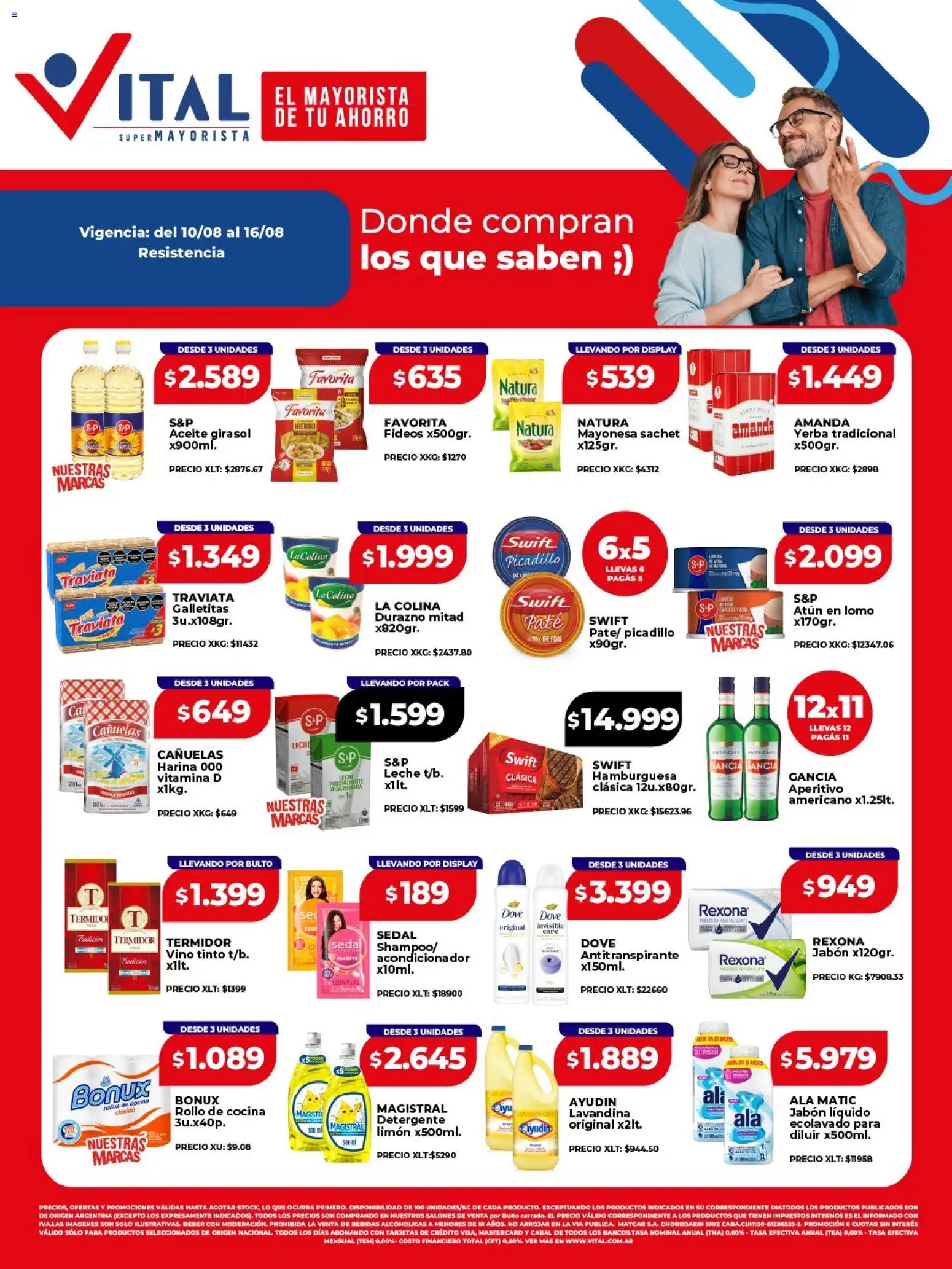 Vista previa del folleto de la tienda Vital válido desde el 10/08/2026 - Vino, Harina, Limón, Leche, Fideos, Lavandina, Mayonesa, Acondicionador