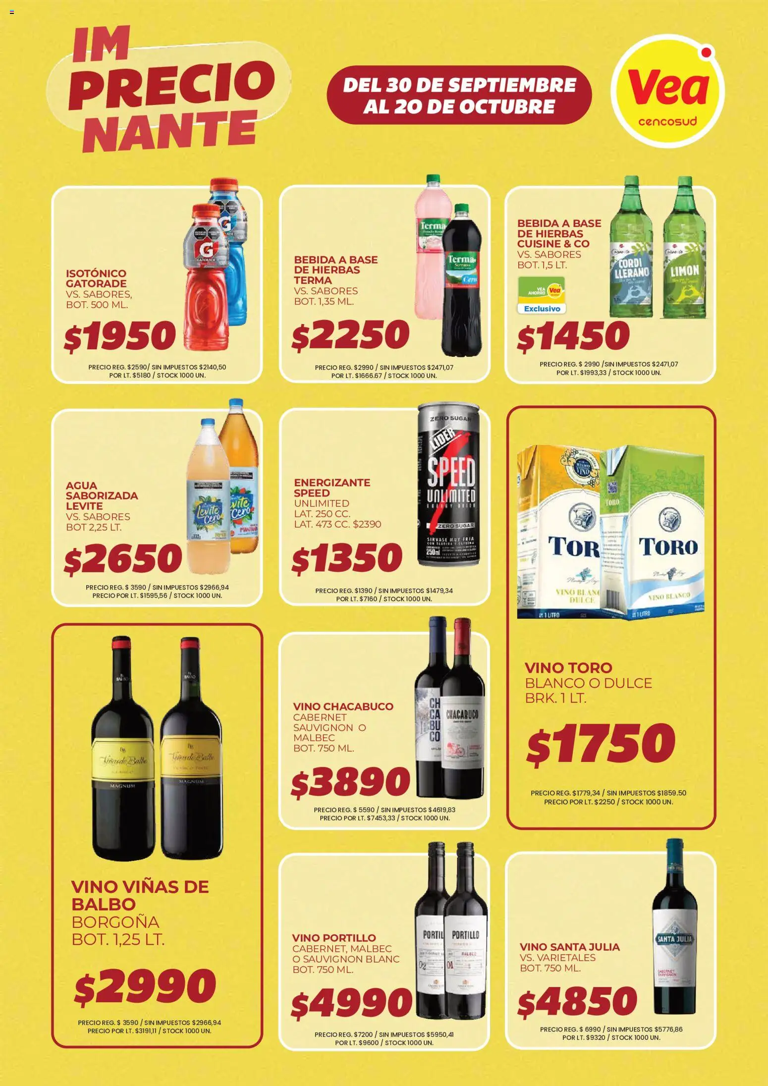 Vista previa del folleto de la tienda Vea válido desde el 30/09/2026 - Agua, Vino, Limón, Hierbas, Vino blanco, Magnum, Dulce