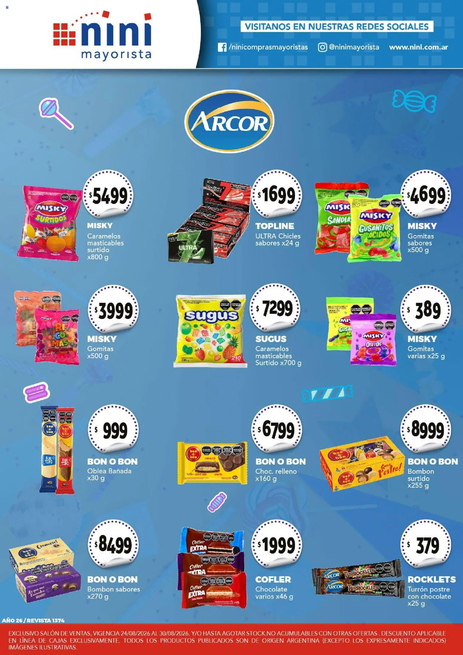 Vista previa del folleto de la tienda NINI Mayorista válido desde el 24/08/2026 - Chocolate, Gomitas, Sandía, Revista, Turrón, Postre, Chicles