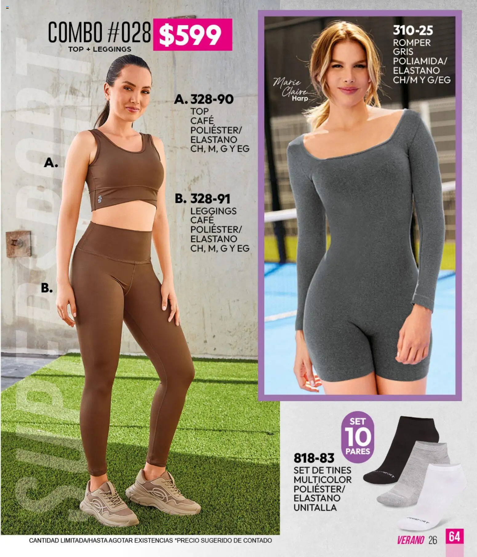 Vista previa las ofertas de la tienda Cklass - Cklass catálogo Sportbrands Verano Caballero desde el 05/03/2026 - Café, Top, Leggings