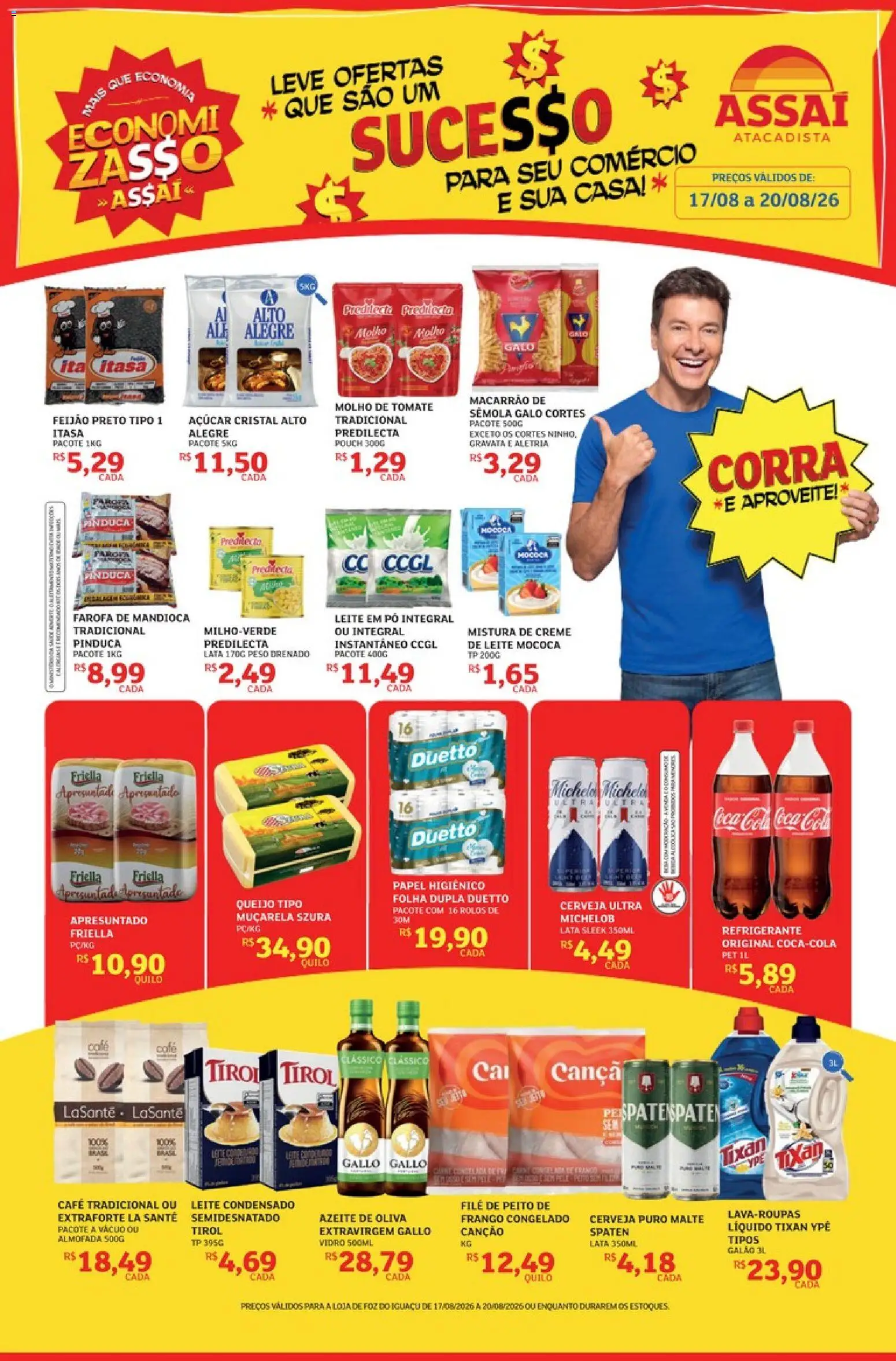 Pré-Visualização do folheto "Assaí Atacadista ofertas - PR" da loja Assaí Atacadista válido a partir de 17/08/2026 - Feijão, Queijo, Frango, Açúcar, Azeite de oliva, Cola, Muçarela, Açúcar cristal