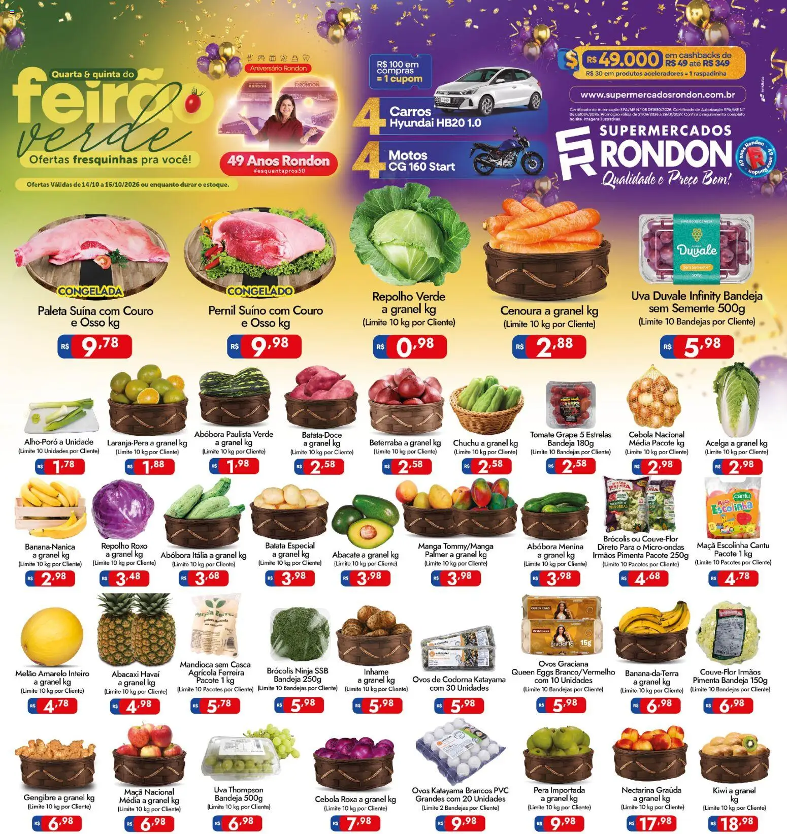 Pré-Visualização do folheto "Supermercados Rondon - Ofertas da semana" da loja Supermercados Rondon válido a partir de 14/10/2026