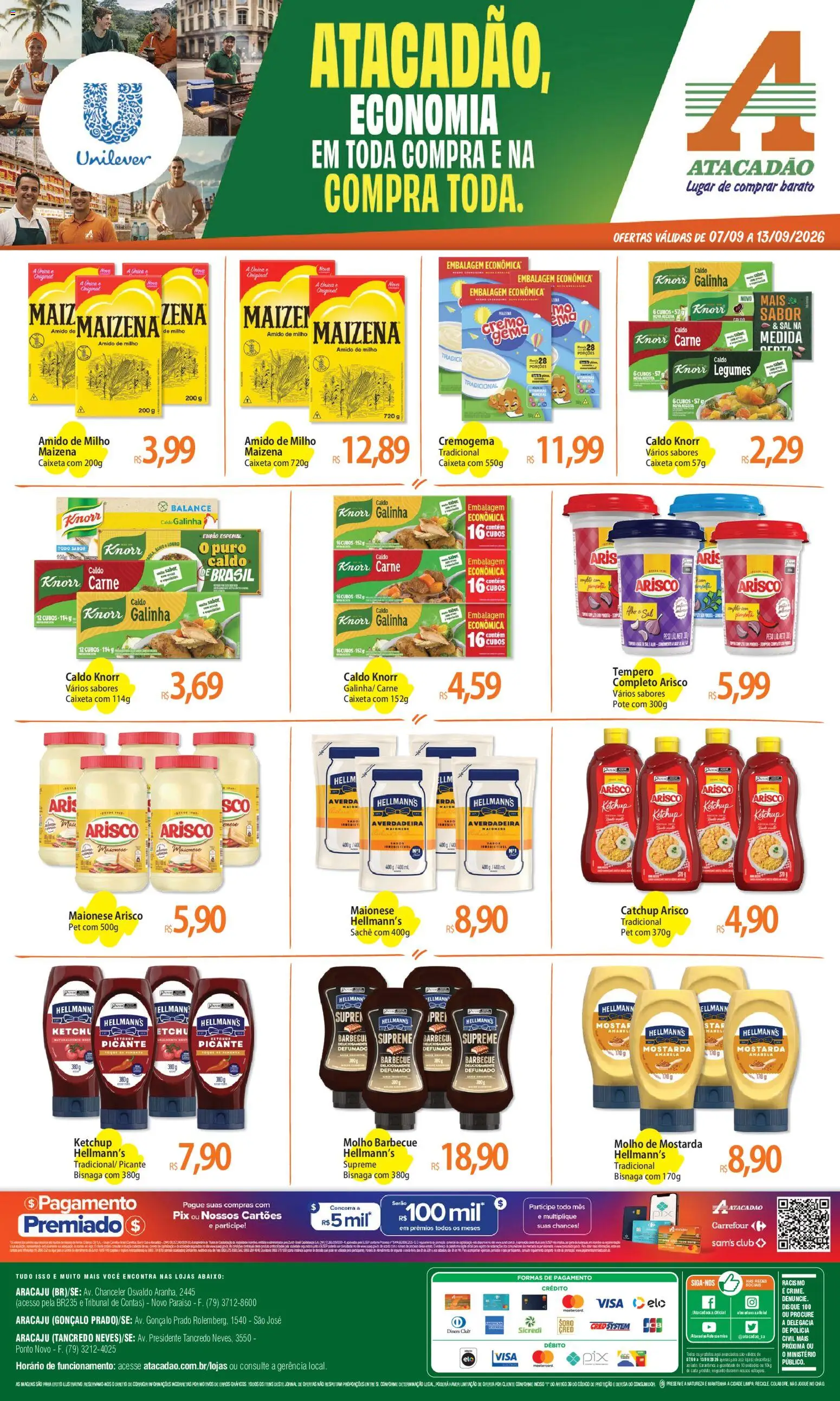 Pré-Visualização do folheto "Atacadão ofertas - SE" da loja Atacadão válido a partir de 07/09/2026 - Sal, Legumes, Chá, Ketchup, Milho, Amido de milho, Alho, Mostarda