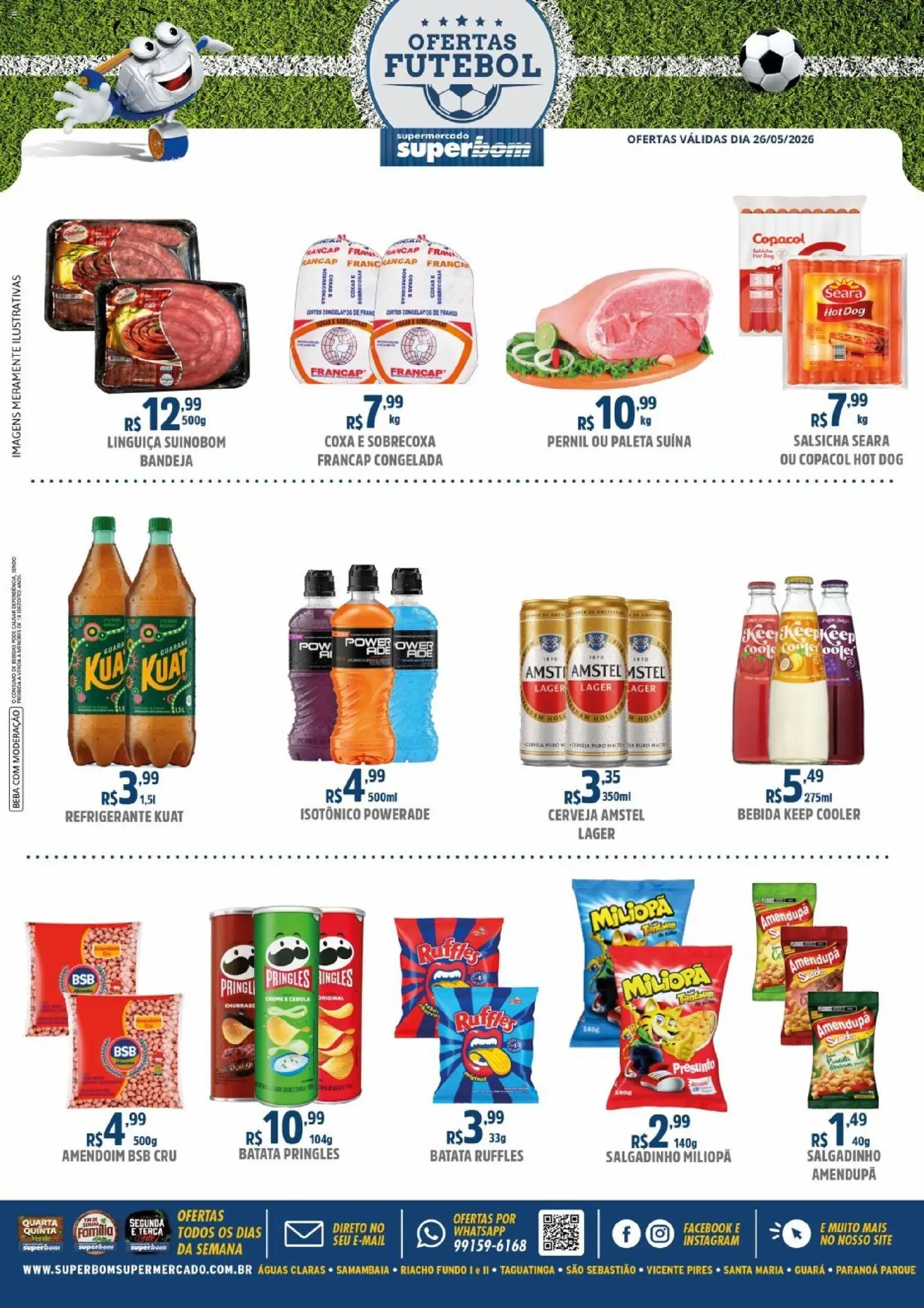 Pré-Visualização do folheto "Superbom ofertas Futebol" da loja Superbom válido a partir de 26/05/2026 - Cerveja, Cooler, Bebida, Frango, Refrigerante, Pernil, Presunto, Guaraná