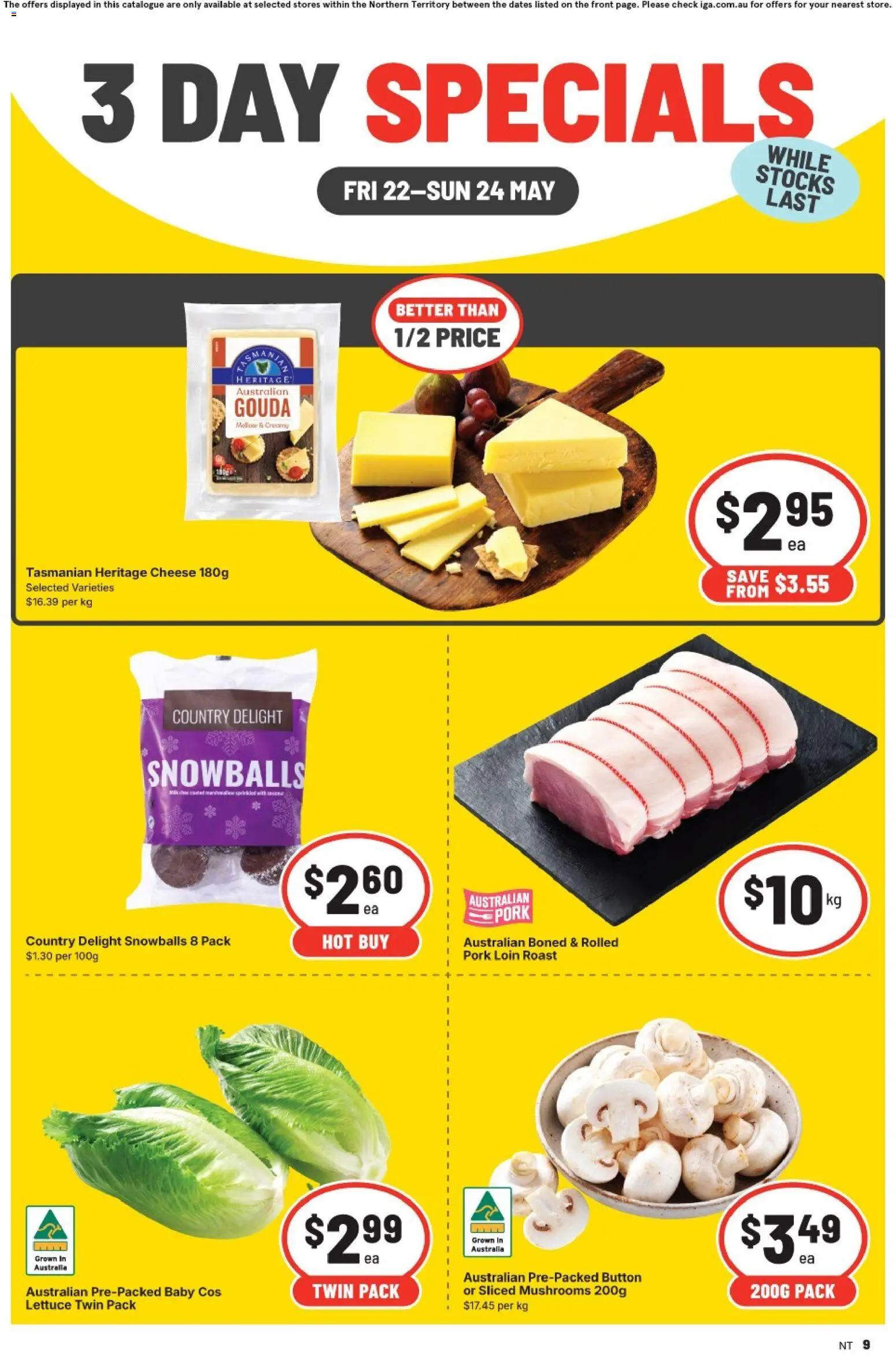 Preview of catalogue IGA 3 Day Specials - NT from shop IGA valid 22/05/2026