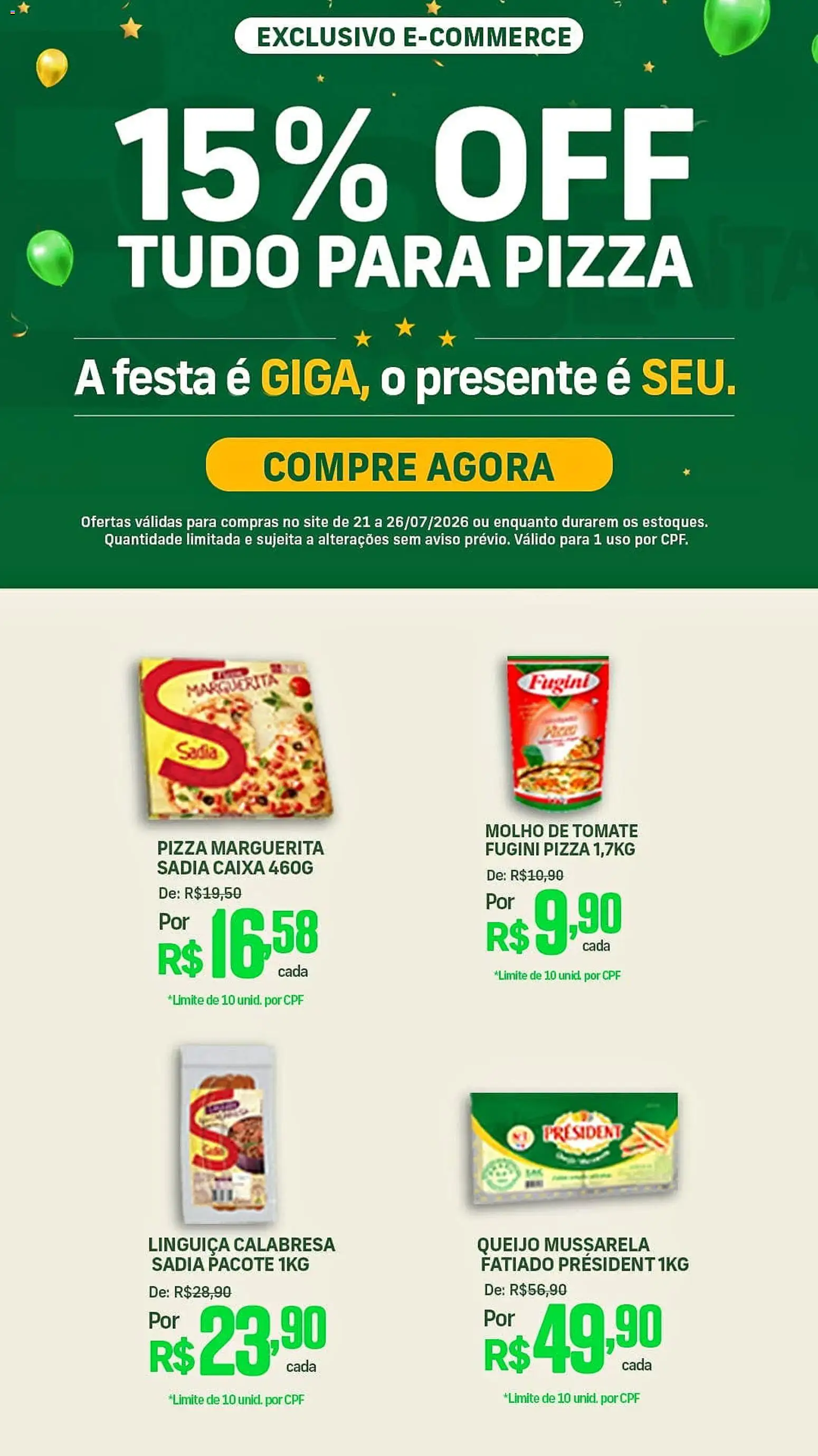 Pré-Visualização do folheto "GIGA Atacado ofertas Pizza" da loja GIGA Atacado válido a partir de 21/07/2026