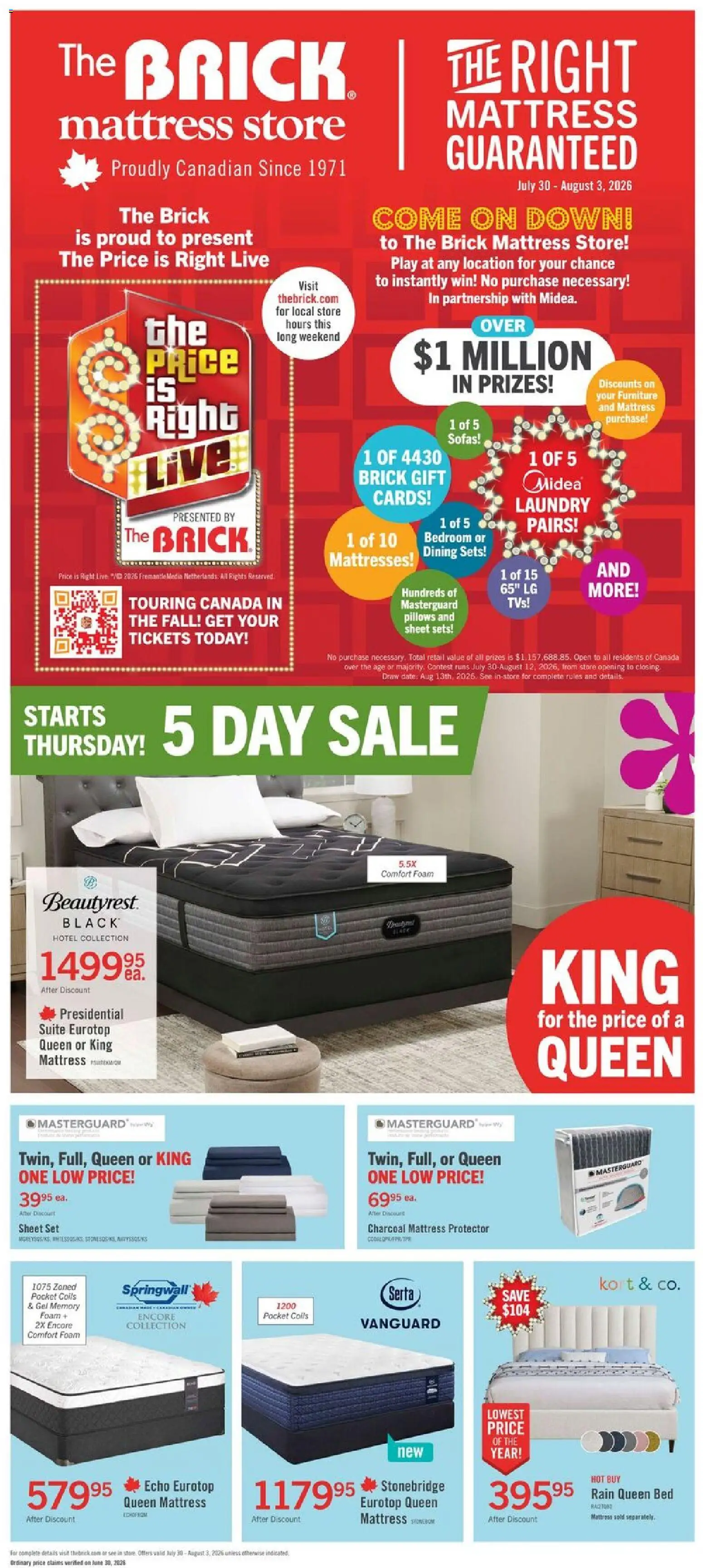 Preview of leaflet The Brick - Brick Mattress Store from shop The Brick is valid from Jul 30, 2026 - Mattresses, Mattress, Sofas, Bed, Charcoal, Foam