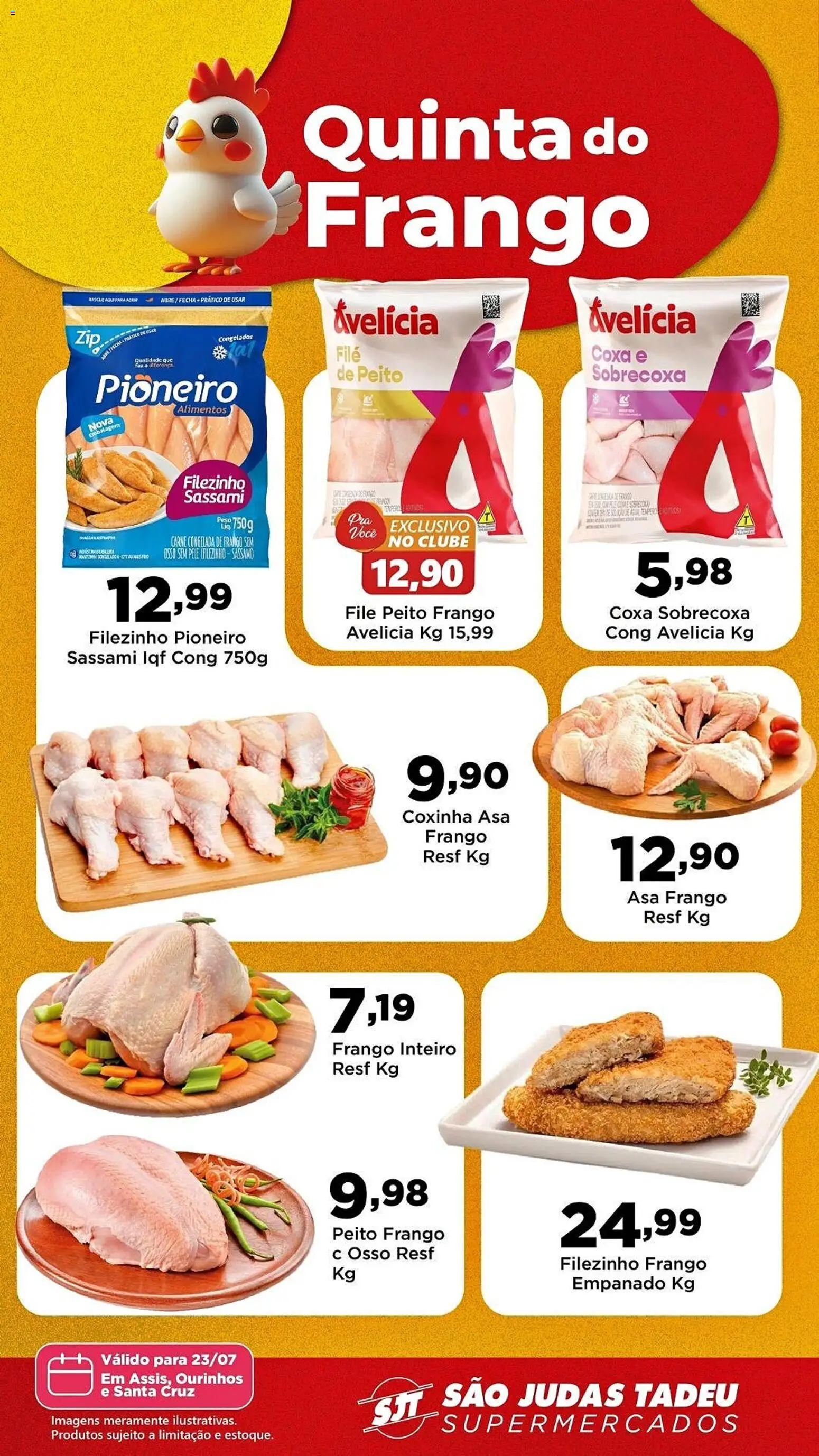 Pré-Visualização do folheto "São Judas Tadeu - Ofertas da semana" da loja São Judas Tadeu válido a partir de 23/07/2026 - Carne, Frango, Alimentos, Frango inteiro