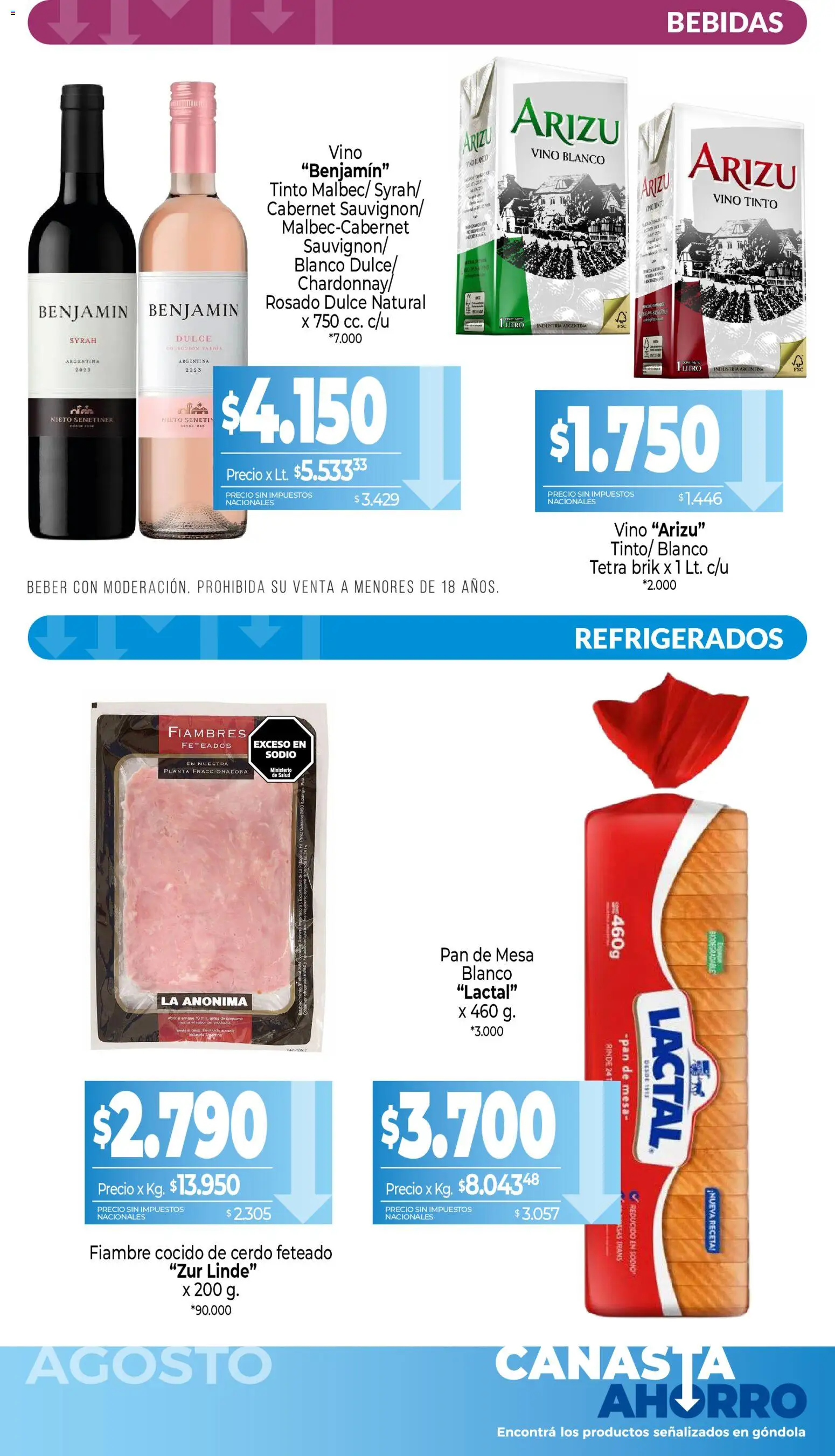 Vista previa del folleto de la tienda La Anonima válido desde el 01/08/2026 - Bebidas, Pan, Vino, Mesa, Planta, Vino tinto, Vino blanco, Dulce