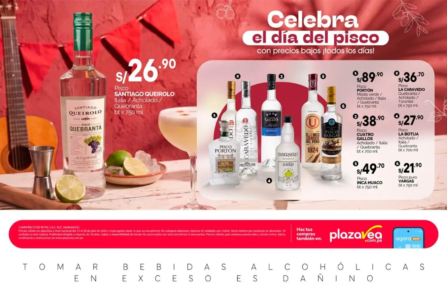 Vista previa de Catálogo Plaza Vea - AVISO DÍA DEL PISCO de la tienda Plaza Vea válido desde 23/07/2026