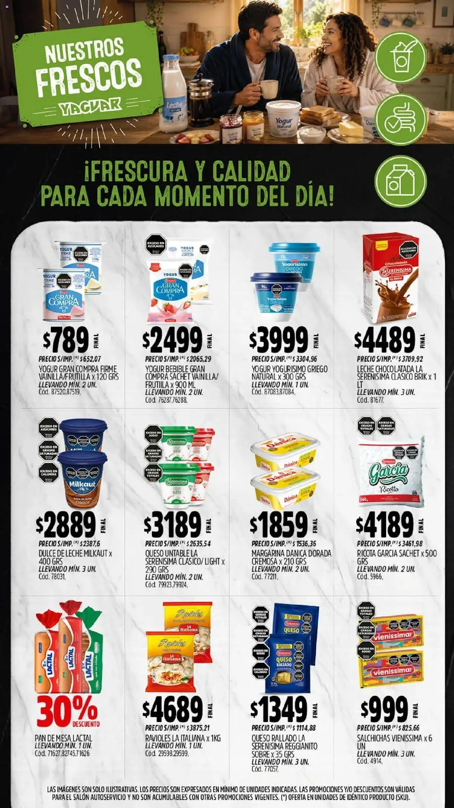 Vista previa del folleto de la tienda Yaguar válido desde el 28/09/2026 - Dulce de leche, Queso, Leche, Queso rallado, Yogur, Margarina, Dulce, Untable