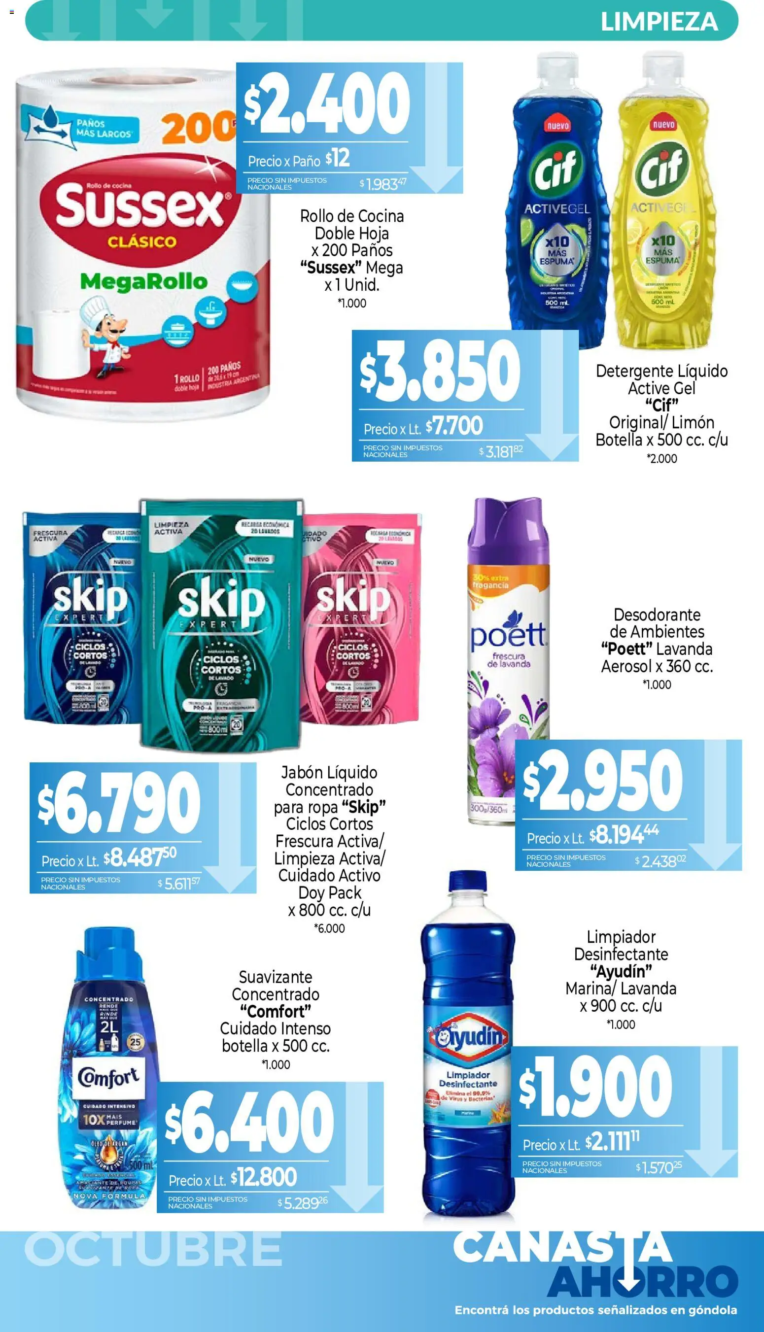 Vista previa del folleto de la tienda La Anonima válido desde el 01/10/2026 - Cocina, Ropa, Botella, Jabón líquido, Detergente, Espuma, Suavizante, Detergente líquido