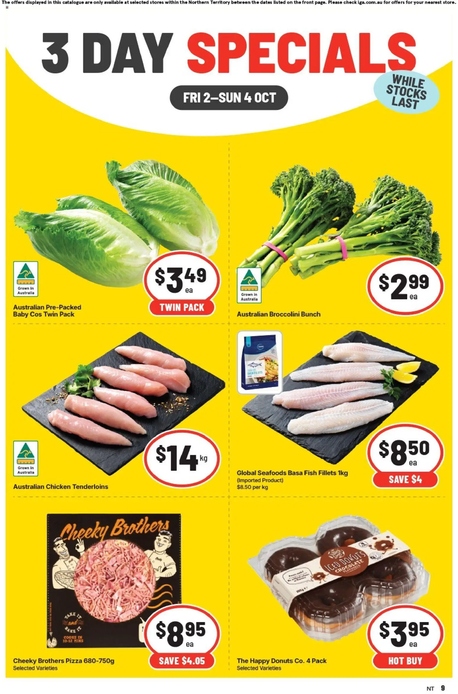 Preview of catalogue IGA catalogue 3 Day Specials Zuccoli from shop IGA valid 02/10/2026 - Donuts, Chocolate, Pizza, Chicken, Fish