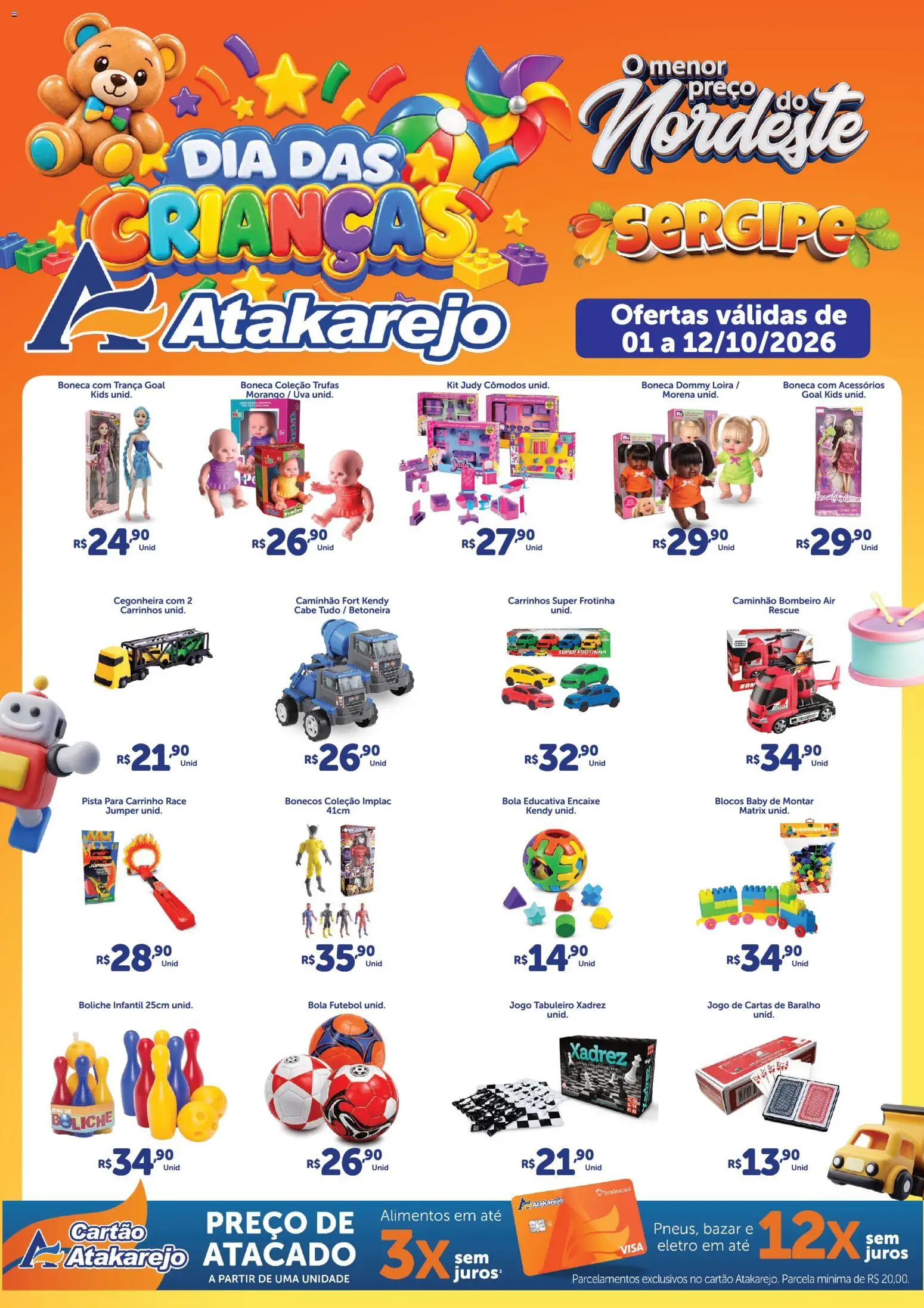Pré-Visualização do folheto "Atakarejo ofertas Dia das Crianças" da loja Atakarejo válido a partir de 01/10/2026 - Boneca, Uva, Carrinho, Alimentos