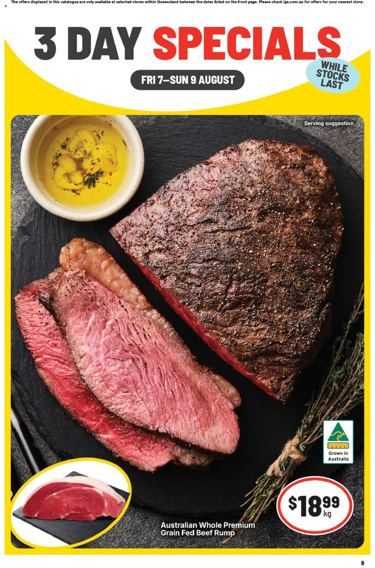 Preview of catalogue IGA 3 Day Specials from shop IGA valid 07/08/2026 - Beef
