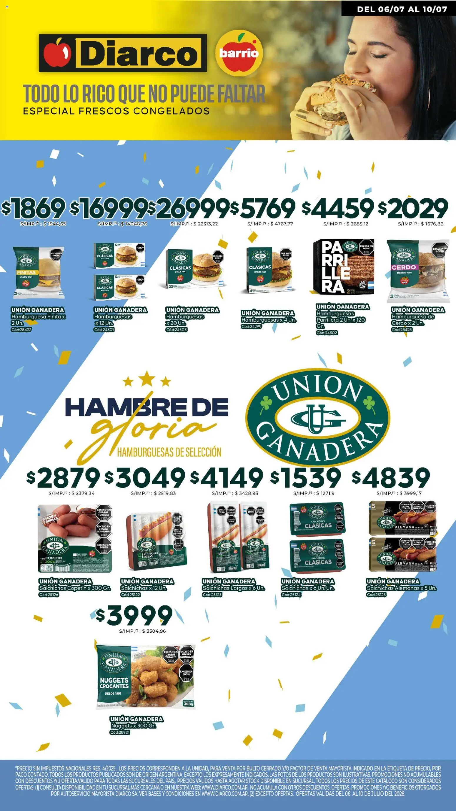 Vista previa del folleto de la tienda Diarco válido desde el 06/07/2026 - Hamburguesa, Cerdo, Salchichas