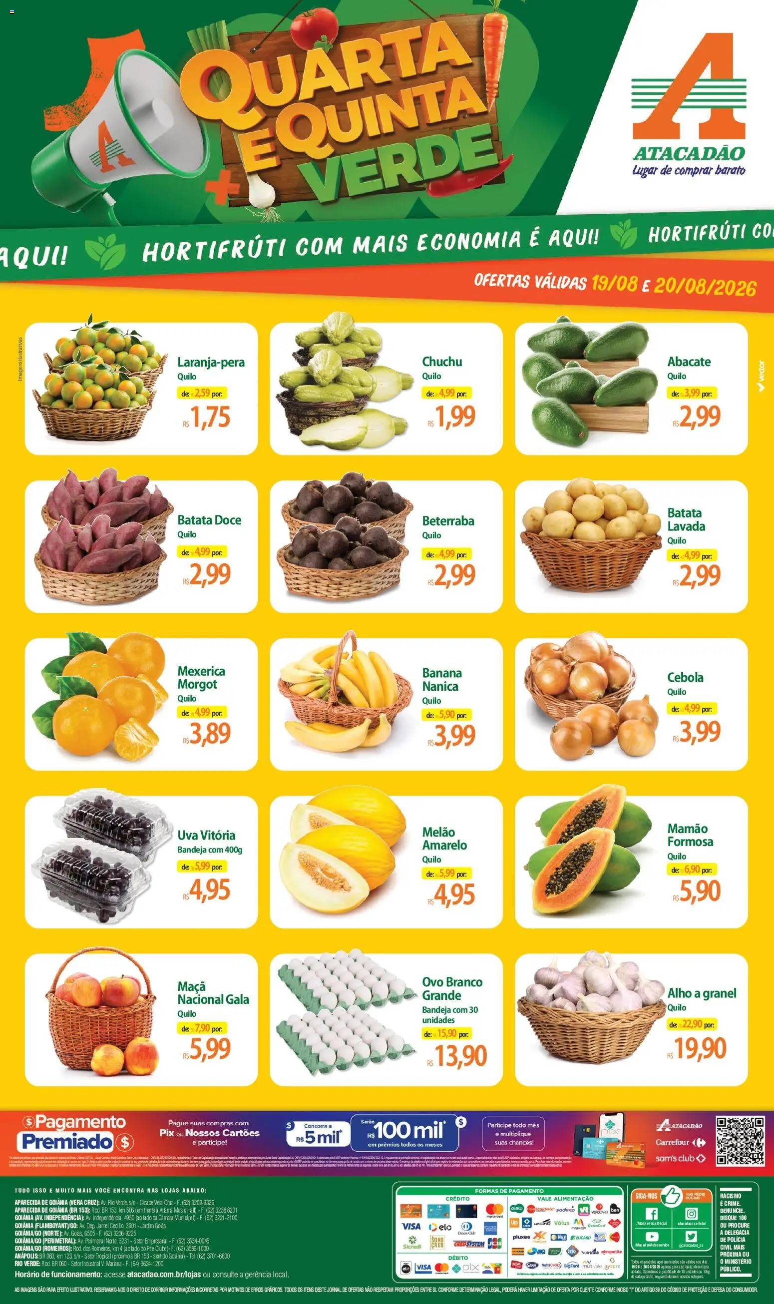 Pré-Visualização do folheto "Atacadão ofertas - GO" da loja Atacadão válido a partir de 19/08/2026 - Uva, Doce, Batata, Beterraba, Cebola, Bandeja, Melão, Mamão