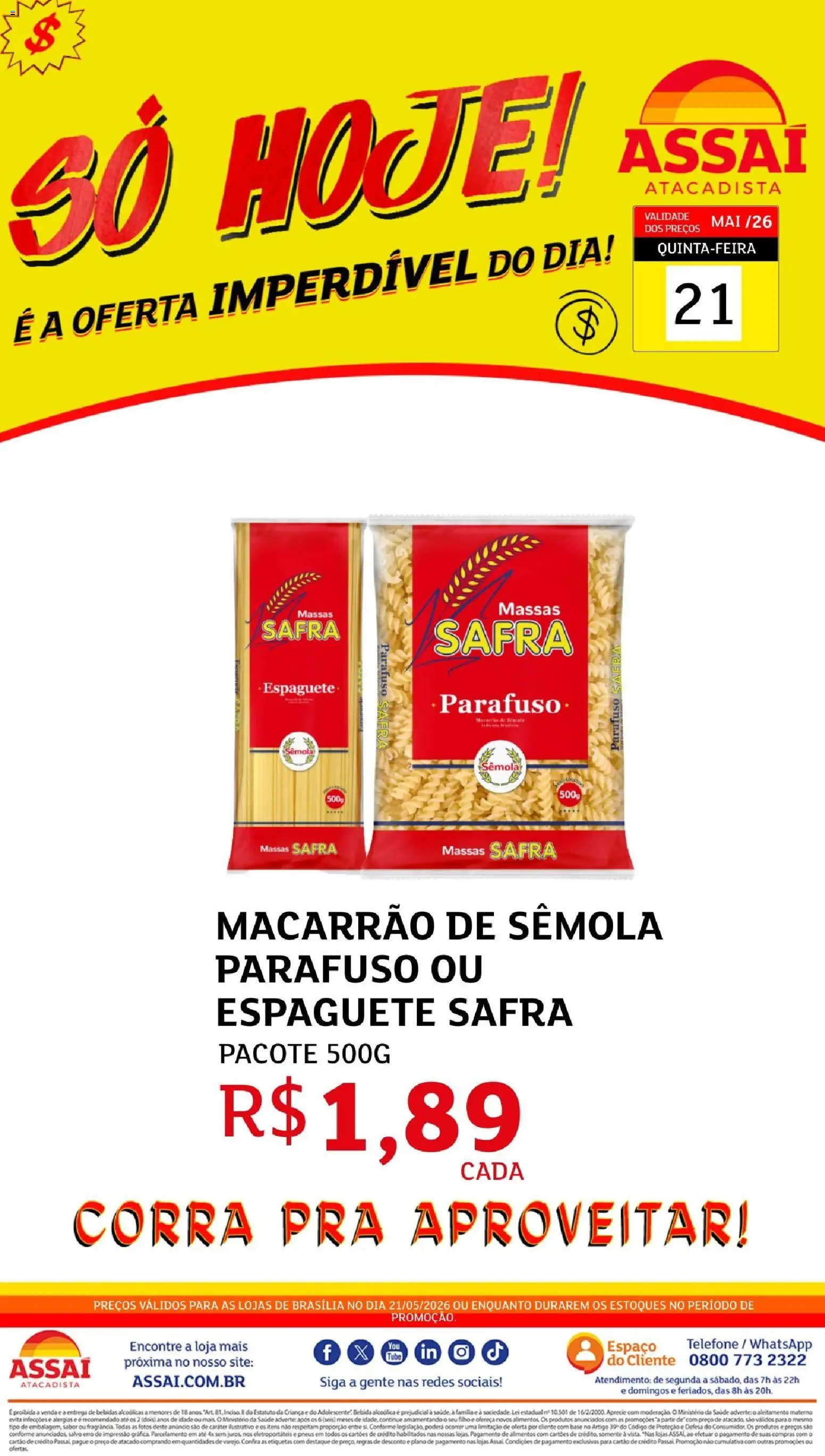 Pré-Visualização do folheto "Assaí Atacadista ofertas - DF" da loja Assaí Atacadista válido a partir de 21/05/2026