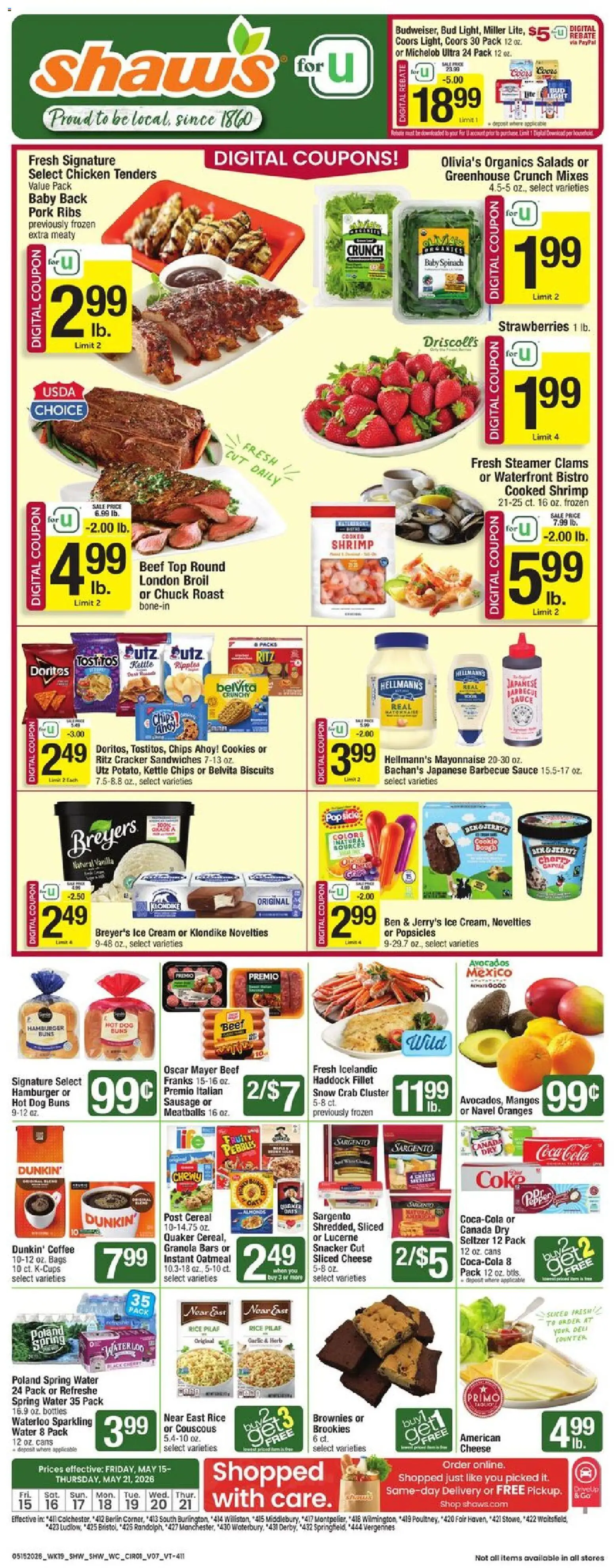 Ad Preview of Shaw's Shaw's Weekly Ad - VT from 05/15/2026