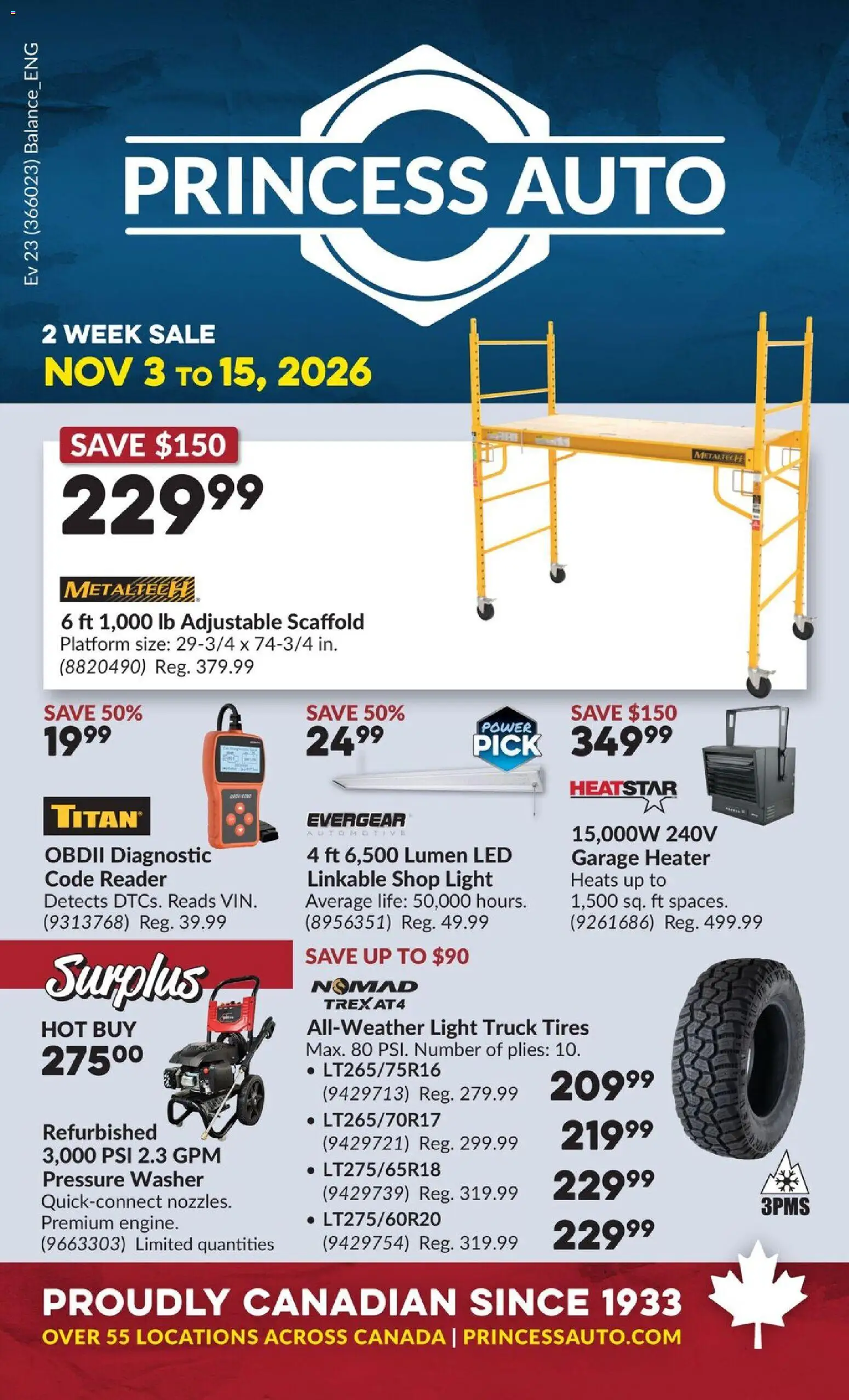 Preview of leaflet Princess Auto flyer - 2 Week Sale! from shop Princess Auto is valid from Nov 01, 2026