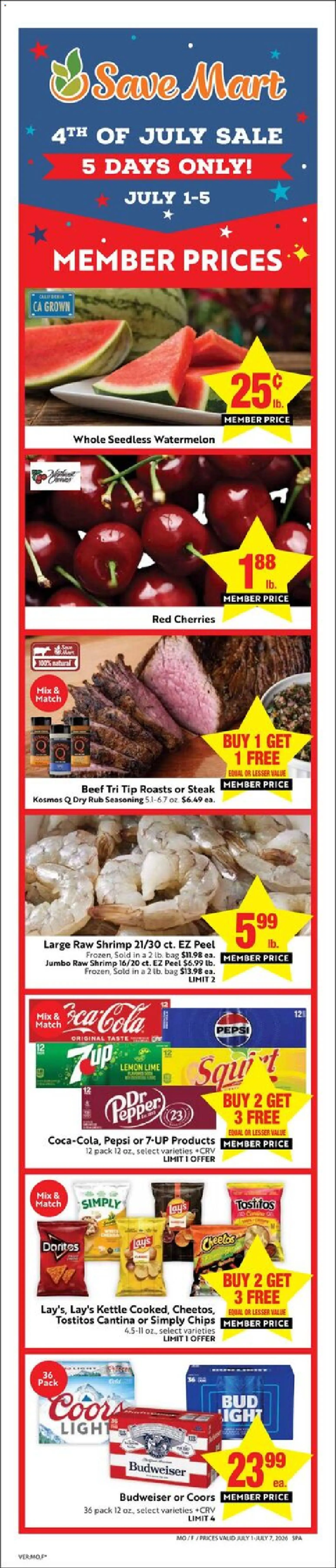 Ad Preview of Save Mart Save Mart Weekly Ad from 07/01/2026