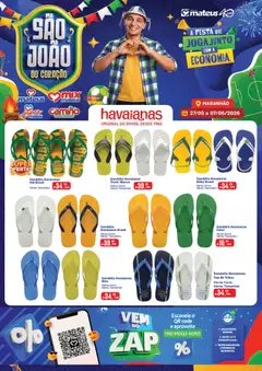 Pré-Visualização do folheto "Mateus ofertas Grandes marcas Havaianas" da loja Mateus válido a partir de 27/05/2026