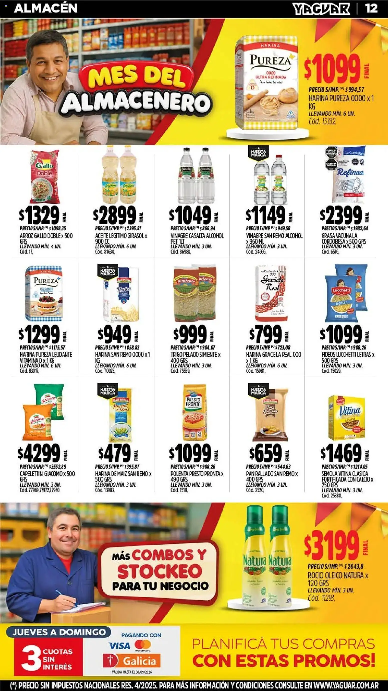 Vista previa del folleto de la tienda Yaguar válido desde el 28/09/2026 - Pan, Alcohol, Arroz, Polenta, Harina, Vinagre, Pan rallado, Sémola