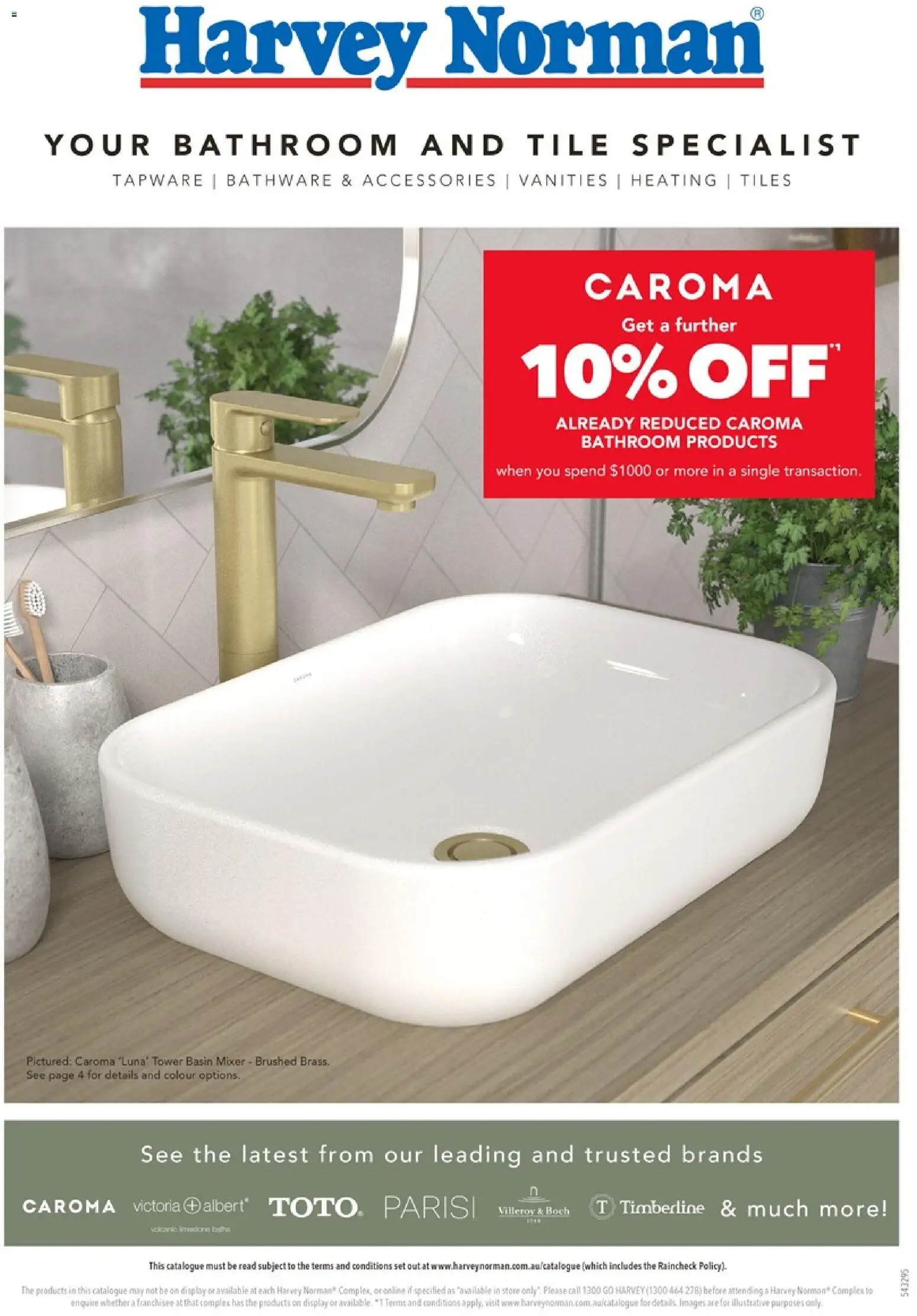 Preview of catalogue Harvey Norman August Bathroom from shop Harvey Norman valid 13/08/2026 - Accessories, Tiles, Mixer, Bathroom