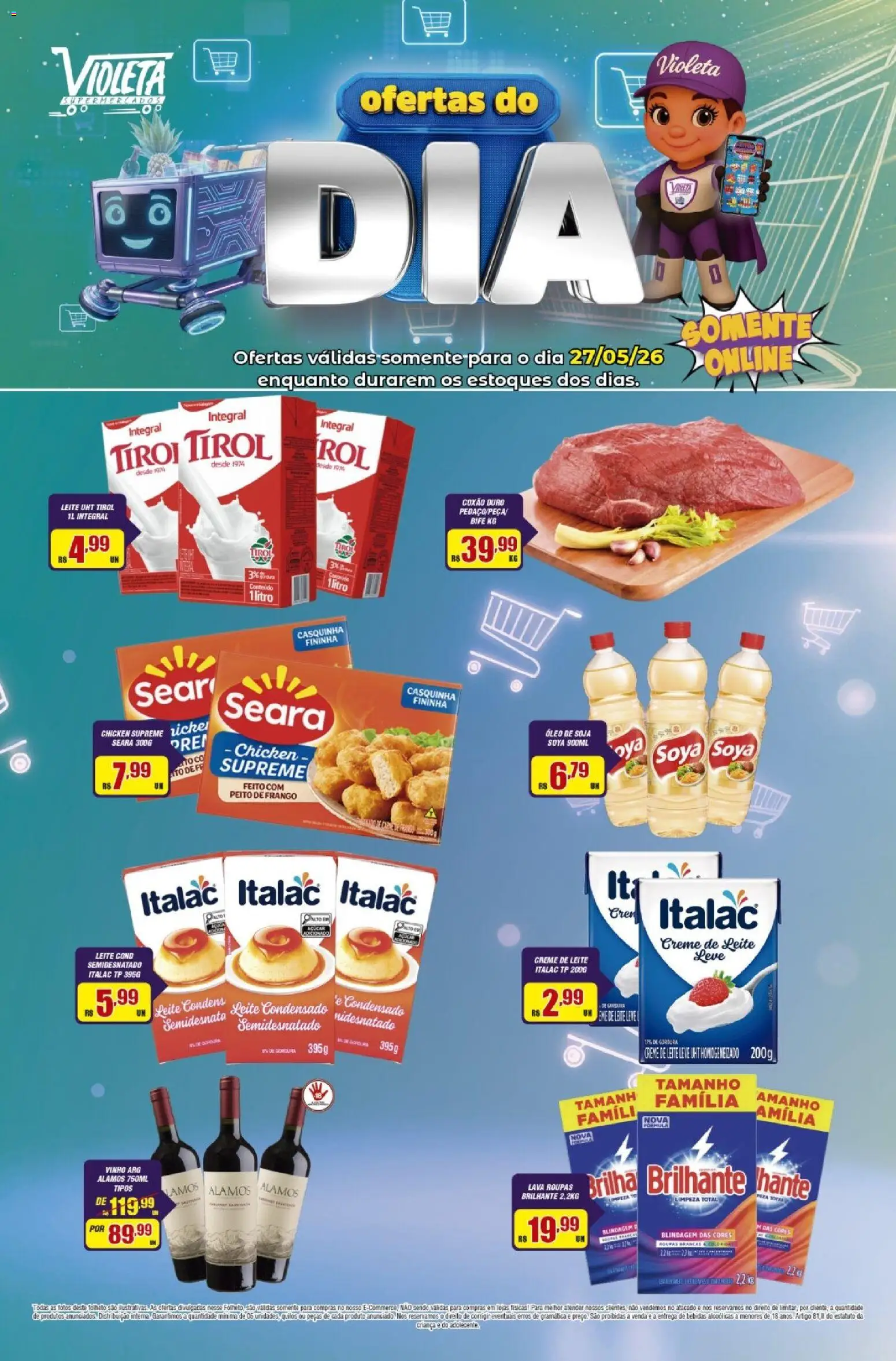 Pré-Visualização do folheto "Violeta Supermercados ofertas do Dia" da loja Violeta Supermercados válido a partir de 27/05/2026