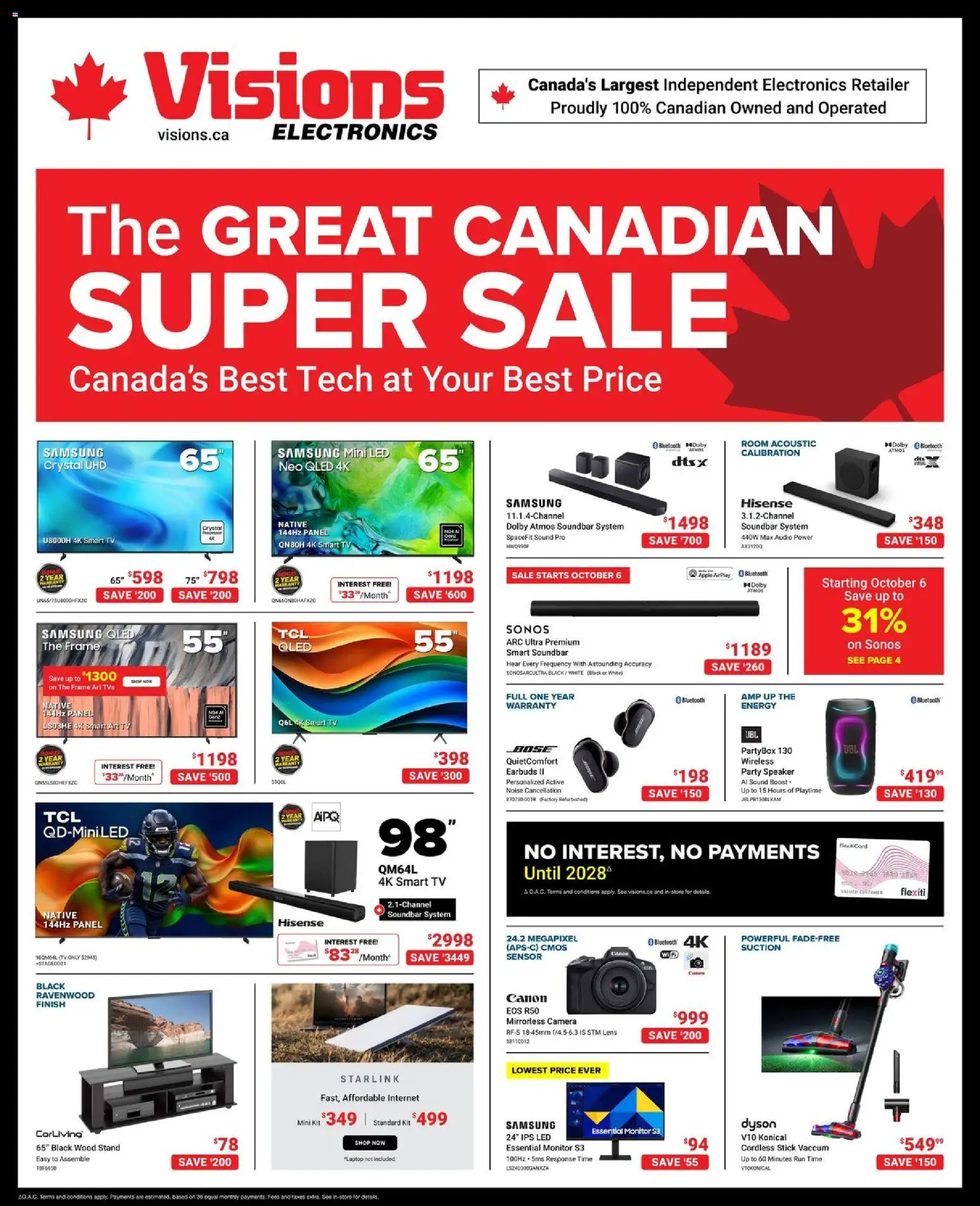 Preview of leaflet Visions weekly flyer / circulaire from shop Visions is valid from Oct 02, 2026 - Tv, Camera, Monitor, Speaker, Audio, Soundbar
