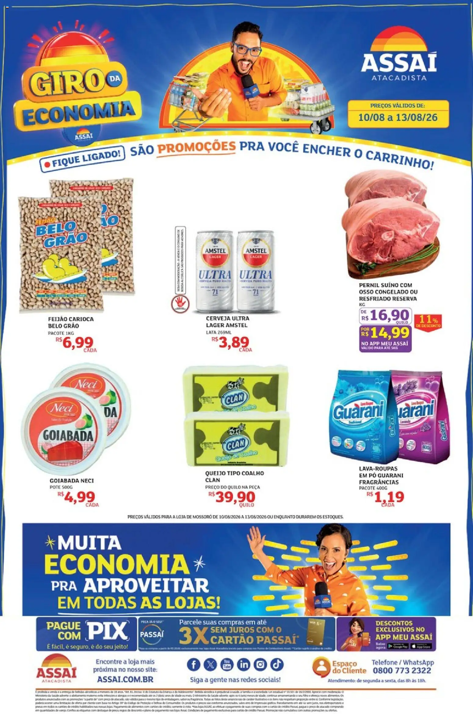 Pré-Visualização do folheto "Assaí Atacadista ofertas - RN" da loja Assaí Atacadista válido a partir de 10/08/2026 - Telefone, Cerveja, Feijão, Carrinho, Goiabada, Pó, Pernil, Pernil suíno