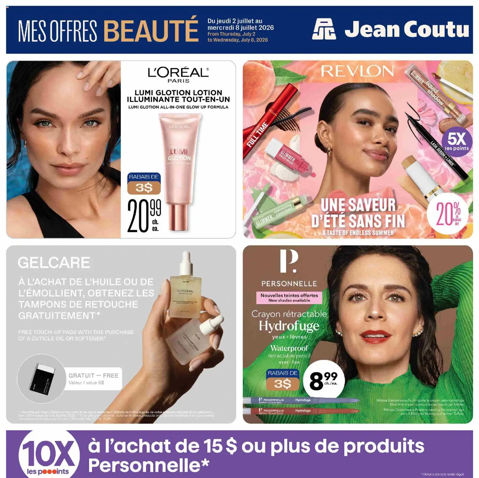 Preview of leaflet Jean Coutu - Mes Offres Beauté from shop Jean Coutu is valid from Jul 02, 2026 - Oil, Tampons, Blush, Concealer