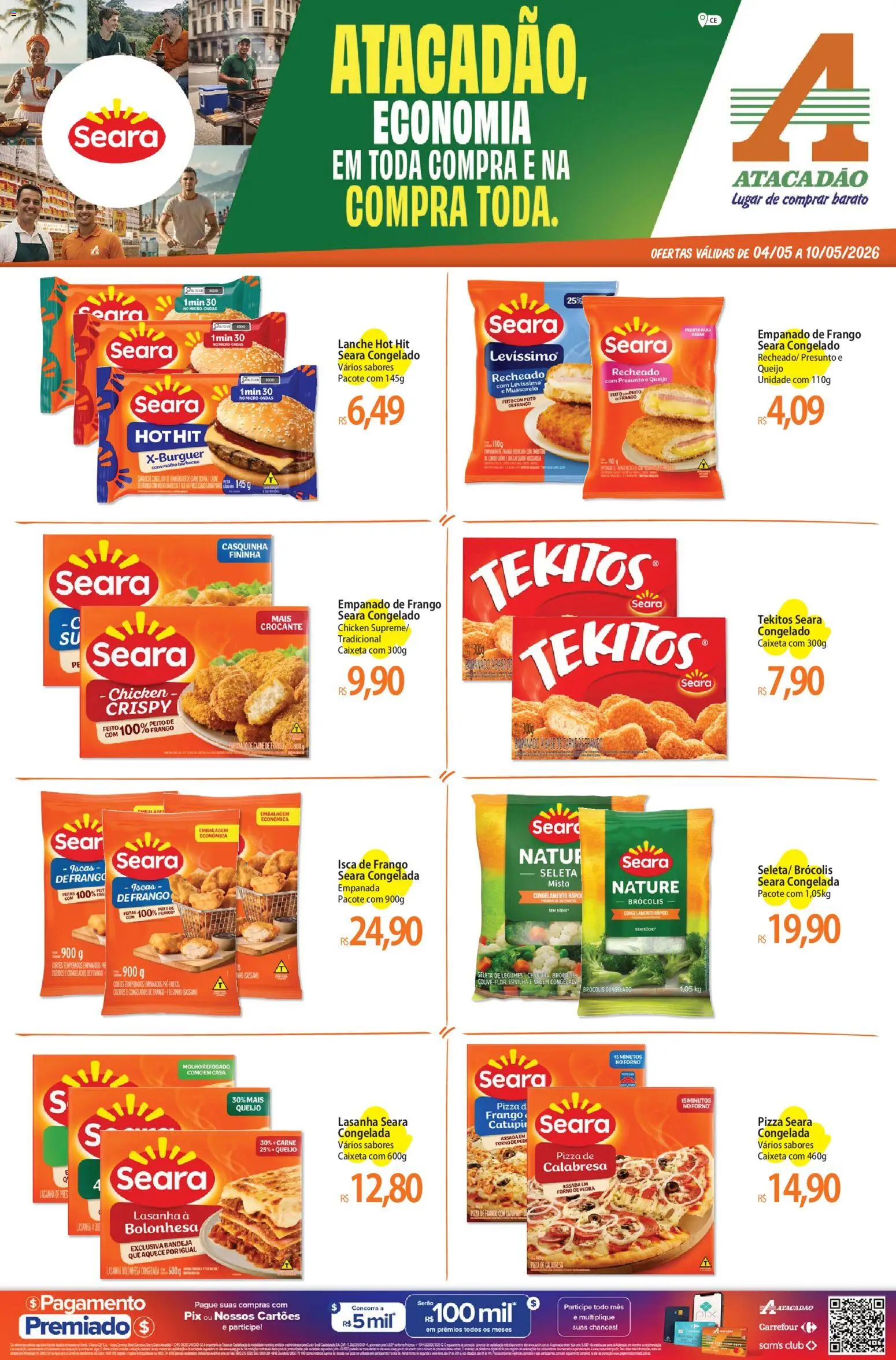 Pré-Visualização do folheto "Atacadão ofertas - CE" da loja Atacadão válido a partir de 04/05/2026 - Pizza, Brócolis, Queijo, Frango, Forno, Presunto, Bandeja, Ervilha