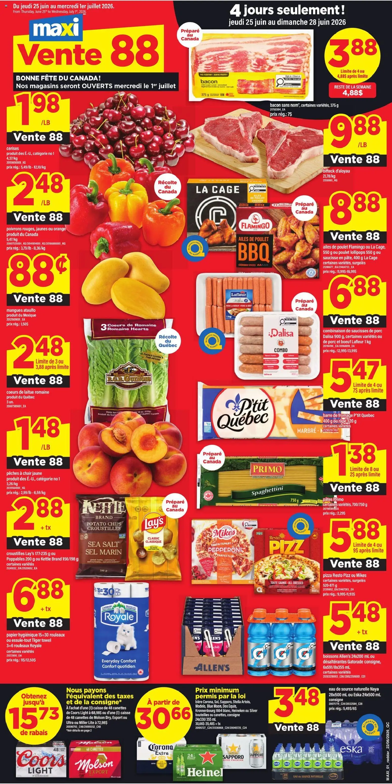 Preview of leaflet Maxi weekly flyer / circulaire from shop Maxi is valid from Jun 25, 2026