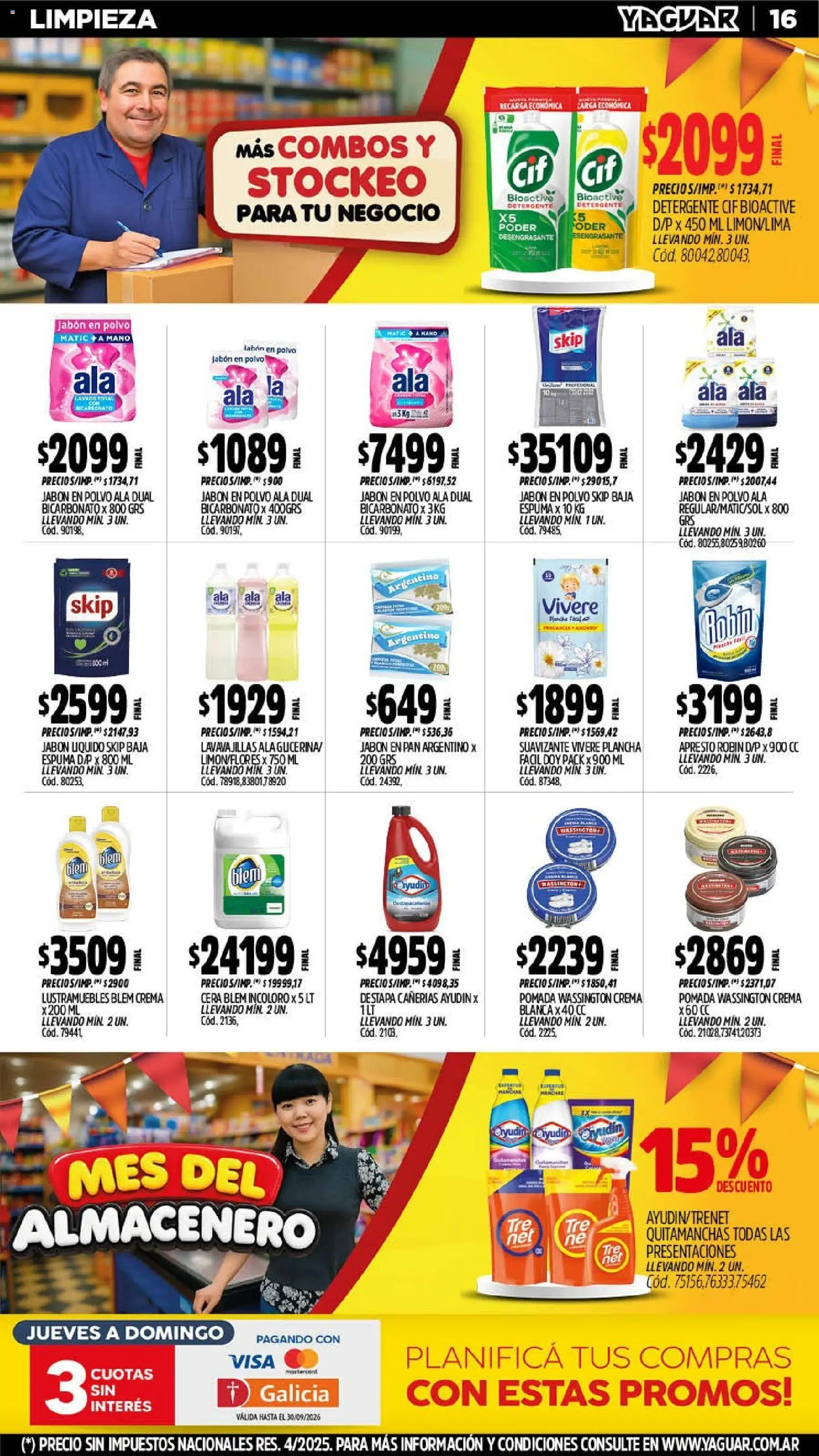Vista previa del folleto de la tienda Yaguar válido desde el 07/09/2026 - Pan, Plancha, Jabón, Jabón líquido, Detergente, Cera, Polvo, Lustramuebles