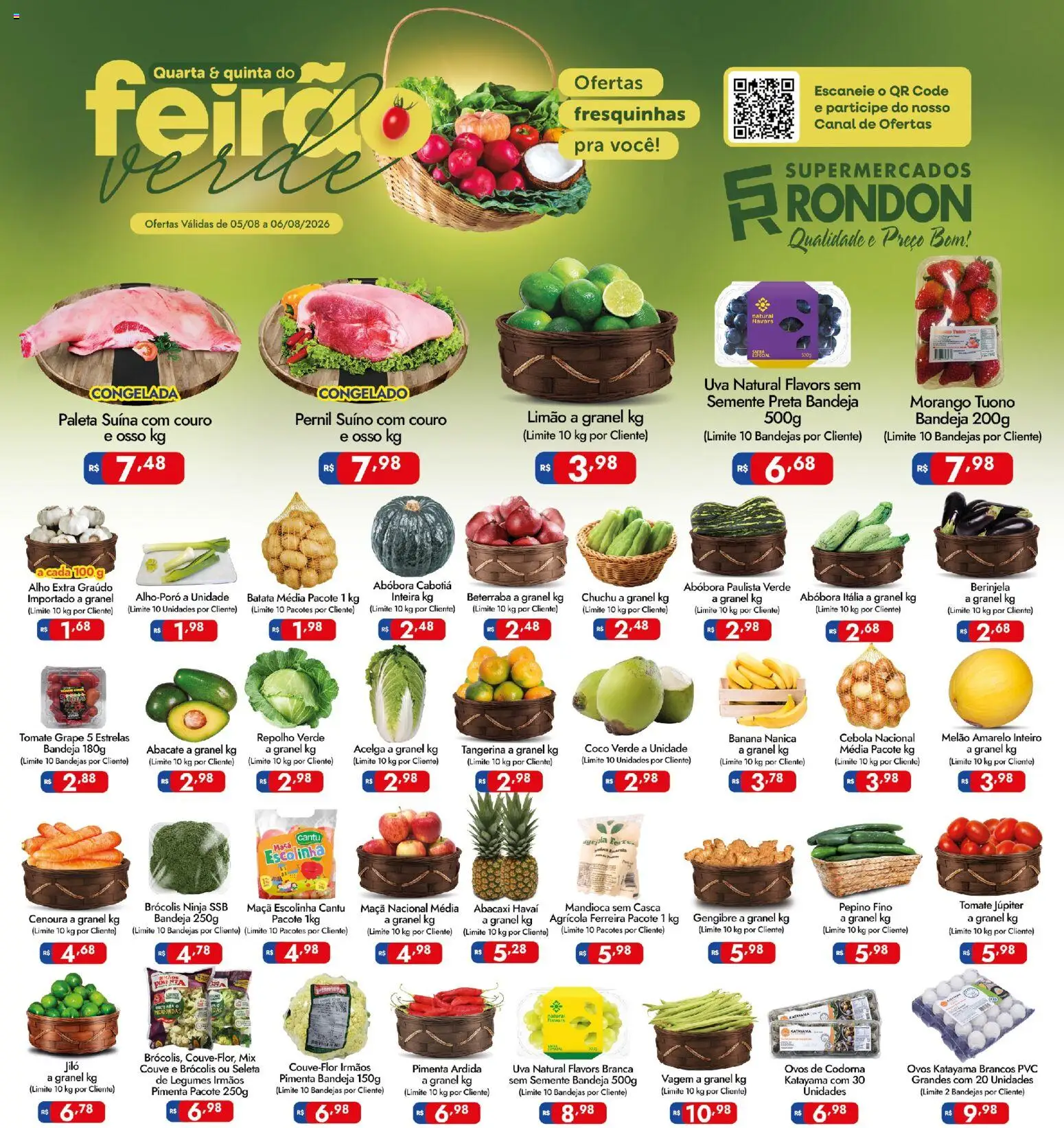 Pré-Visualização do folheto "Supermercados Rondon - Ofertas da semana" da loja Supermercados Rondon válido a partir de 05/08/2026