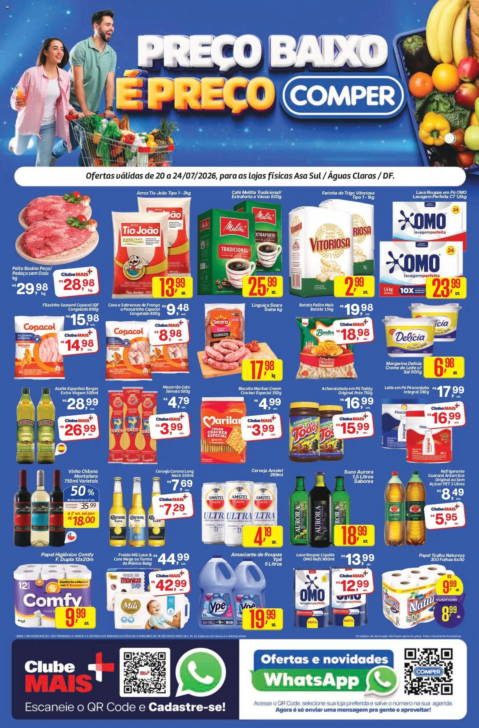 Pré-Visualização do folheto "Comper - Ofertas da semana" da loja Comper válido a partir de 20/07/2026 - Café, Roupas, Decoração, Açúcar, Pó, Farinha, Margarina, Sobrecoxa de frango