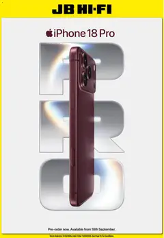Preview of catalogue JB Hi-Fi Pre-order iPhone 18 Pro from shop JB Hi-Fi valid 12/09/2026
