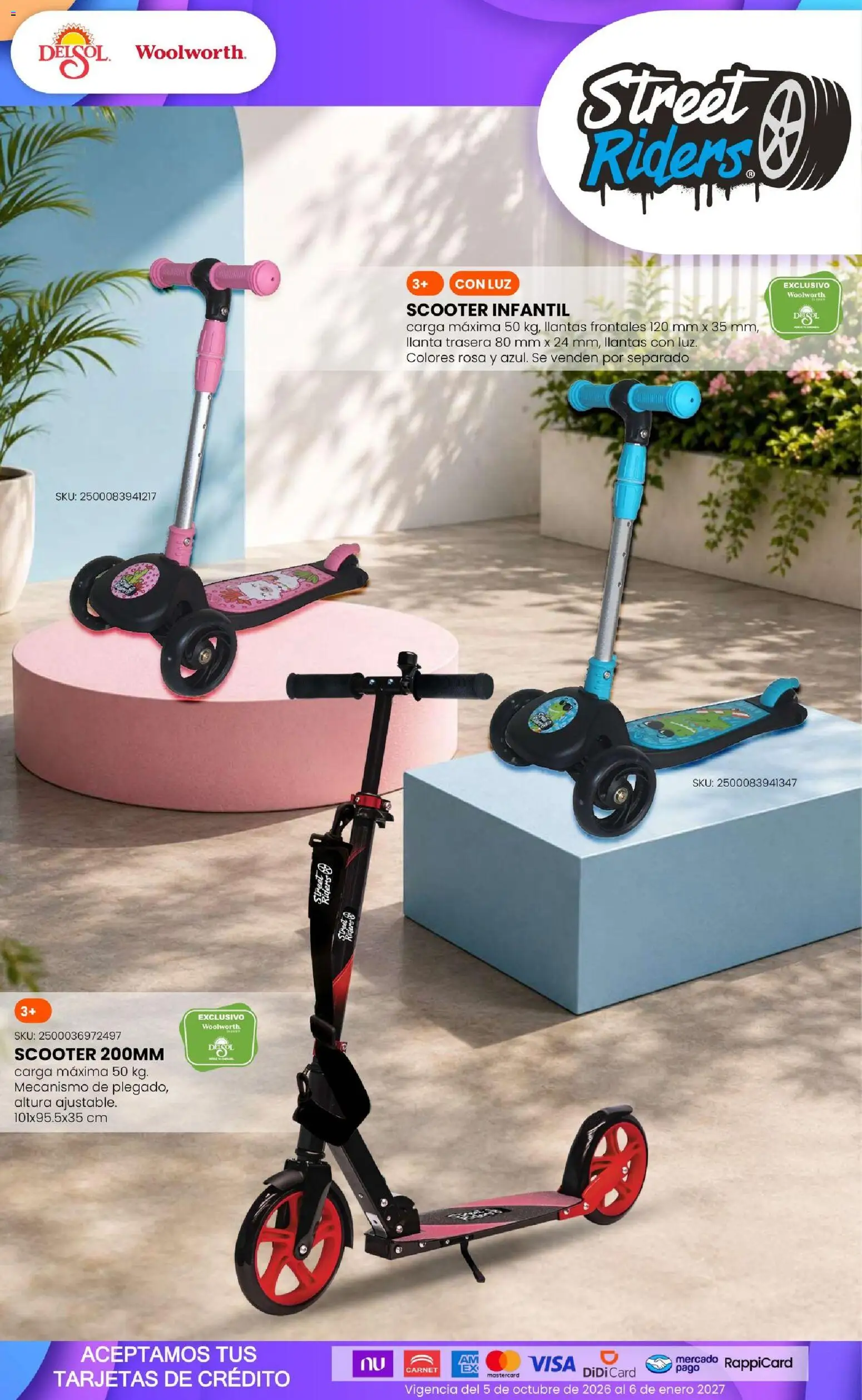 Vista previa las ofertas de la tienda Del Sol y Woolworth - Del Sol y Woolworth catálogo El Castillo del Juguete desde el 01/10/2026 - Scooter, Scooter infantil