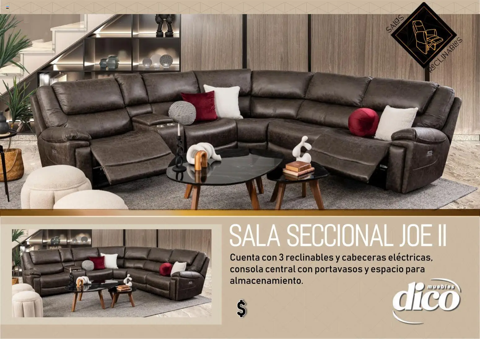 Vista previa las ofertas de la tienda Muebles Dico - Catálogo Salas reclinables desde el 01/01/2026 - Café, Sillón, Sillón reclinable