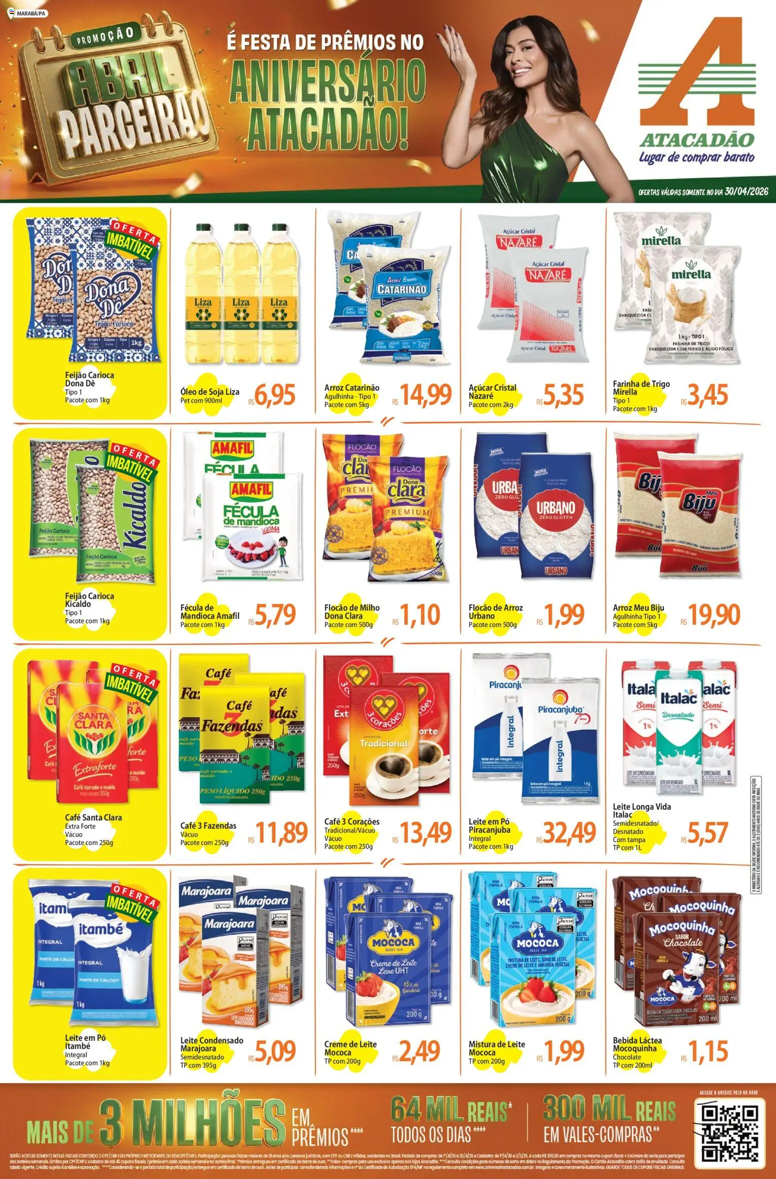 Pré-Visualização do folheto "Atacadão ofertas - PA" da loja Atacadão válido a partir de 30/04/2026 - Pá, Bebida, Feijão, Leite, Soja, Creme, Farinha de trigo, Pó
