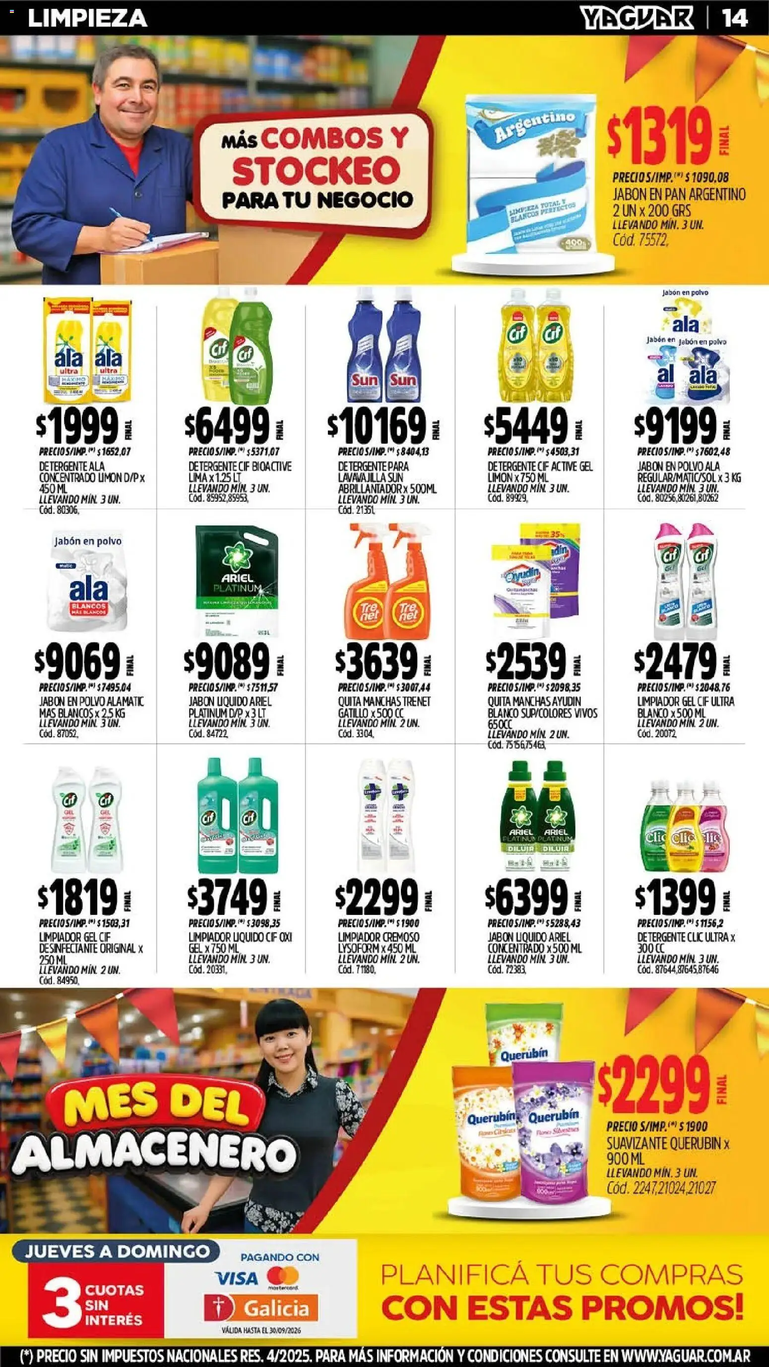 Vista previa del folleto de la tienda Yaguar válido desde el 28/09/2026 - Lima, Limón, Jabón, Detergente, Desinfectante, Polvo, Jabón en polvo, Abrillantador