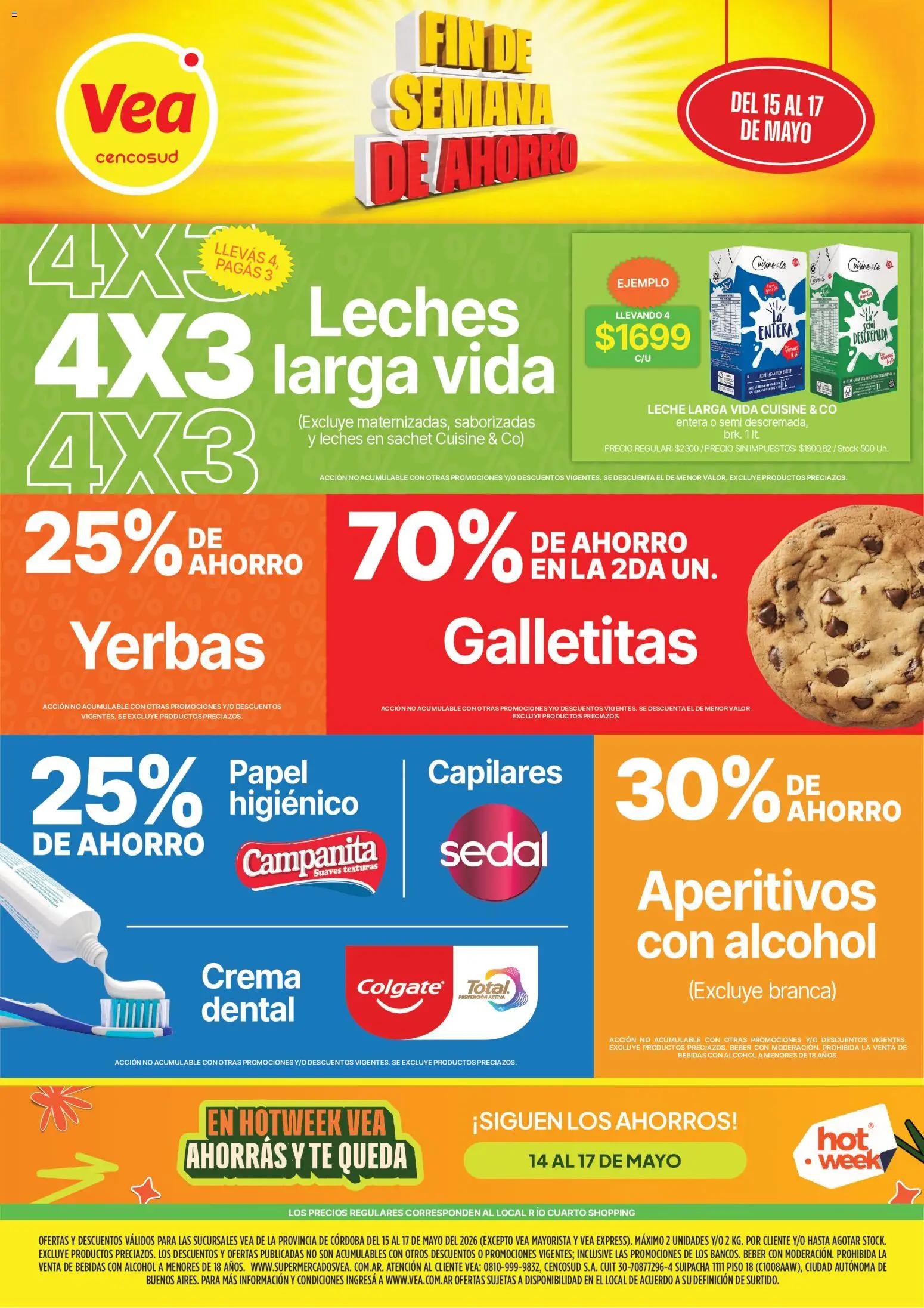 Vista previa del folleto de la tienda Vea válido desde el 15/05/2026 - Té, Bebidas, Alcohol, Galletitas, Leche, Crema