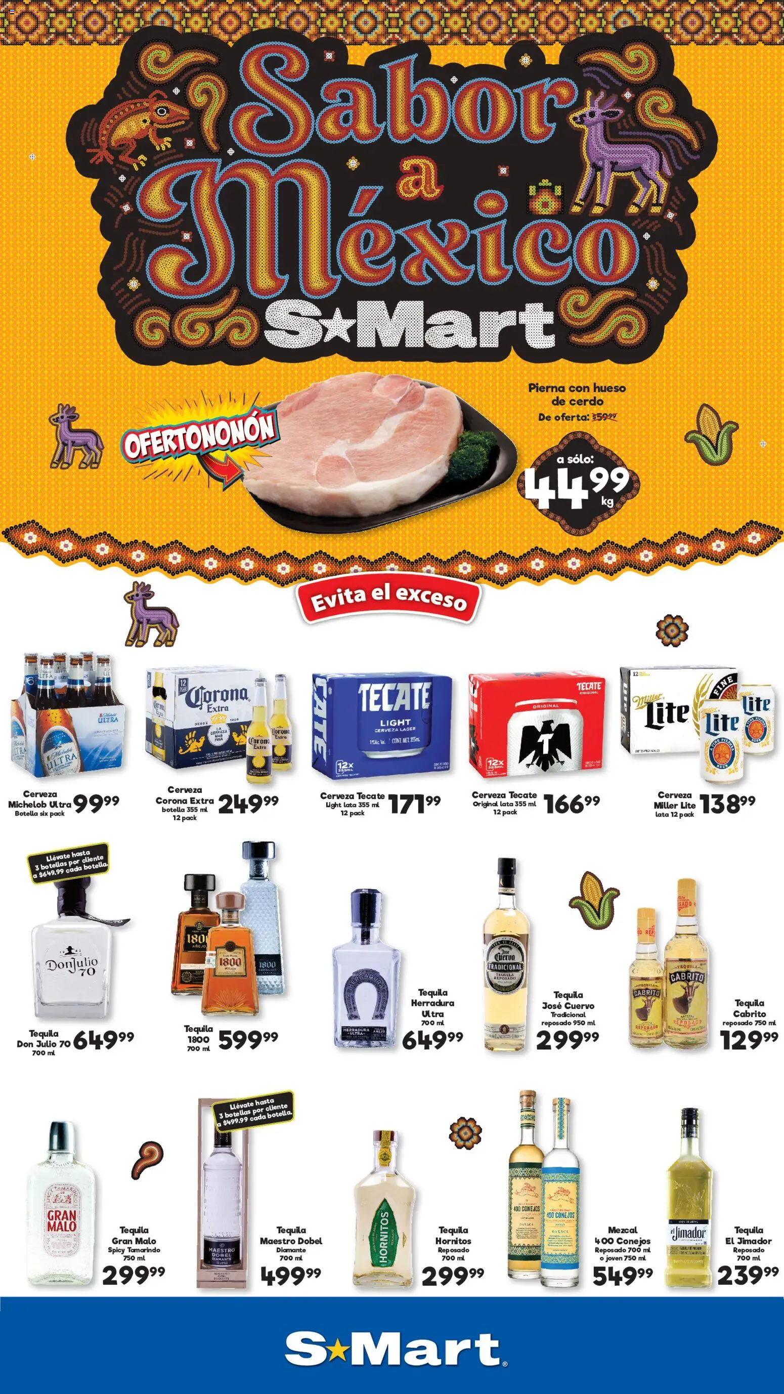 Vista previa las ofertas de la tienda S-Mart - S-Mart folleto Ofertas de feria Matamoros, Nuevo Laredo, Reynosa desde el 11/09/2026 - Tequila, Cerveza, Cerdo, Cerveza Corona, Botella, Corona Extra