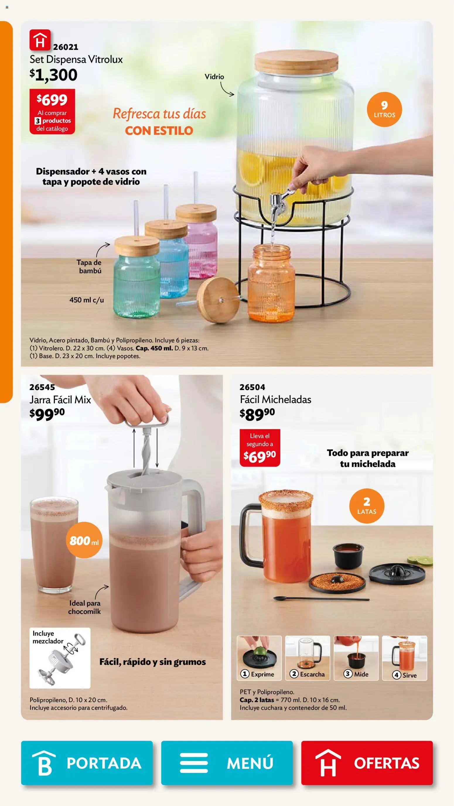 Vista previa las ofertas de la tienda Betterware - Betterware campaña 10 2026 desde el 28/09/2026 - Contenedor, Cuchara, Vasos, Mezclador, Jarra