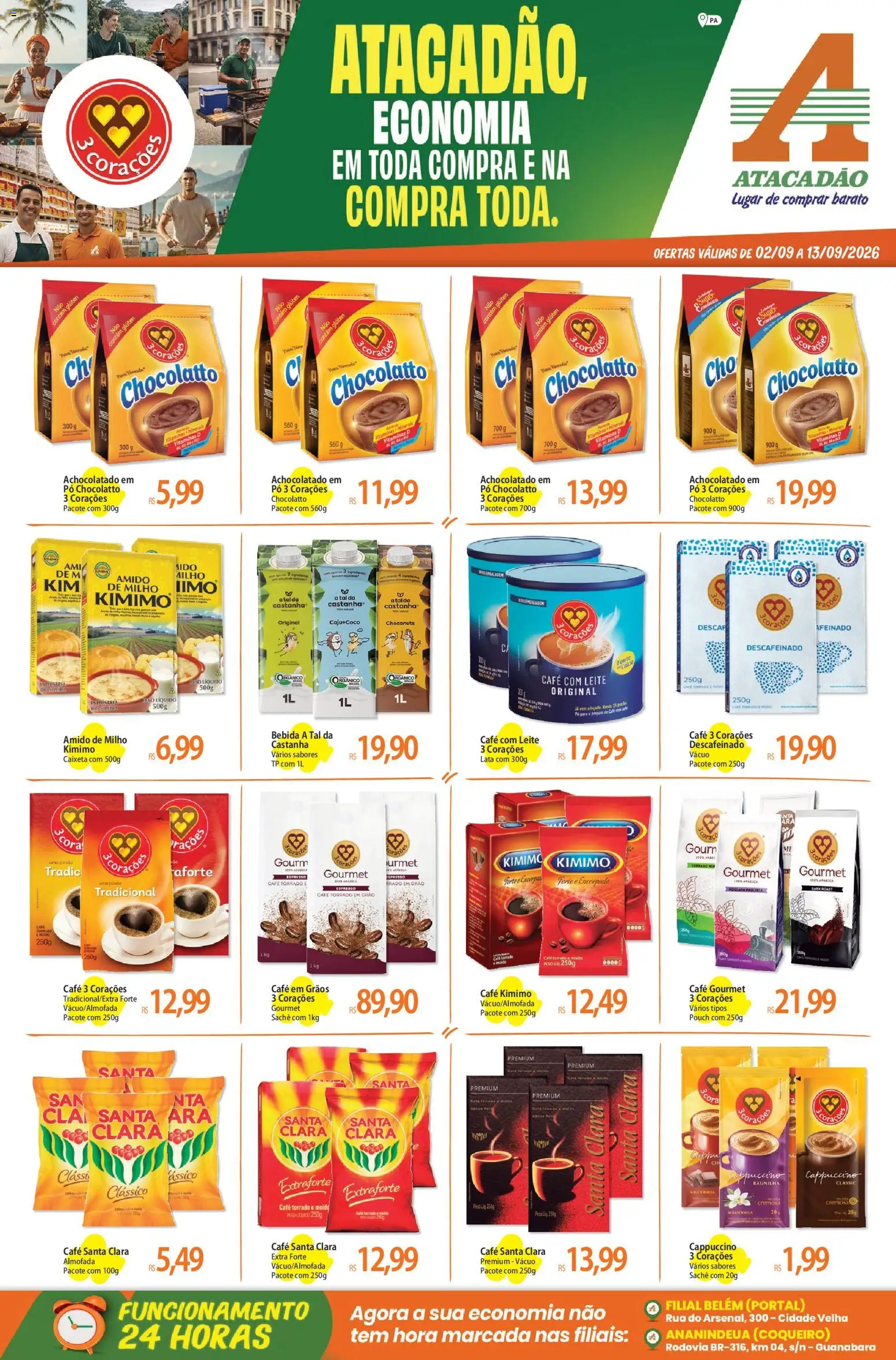 Pré-Visualização do folheto "Atacadão ofertas - PA" da loja Atacadão válido a partir de 02/09/2026 - Bebida, Amido de milho, Almofada, Cappuccino, Achocolatado, Café em grãos, Cafe kimimo, Leite 3